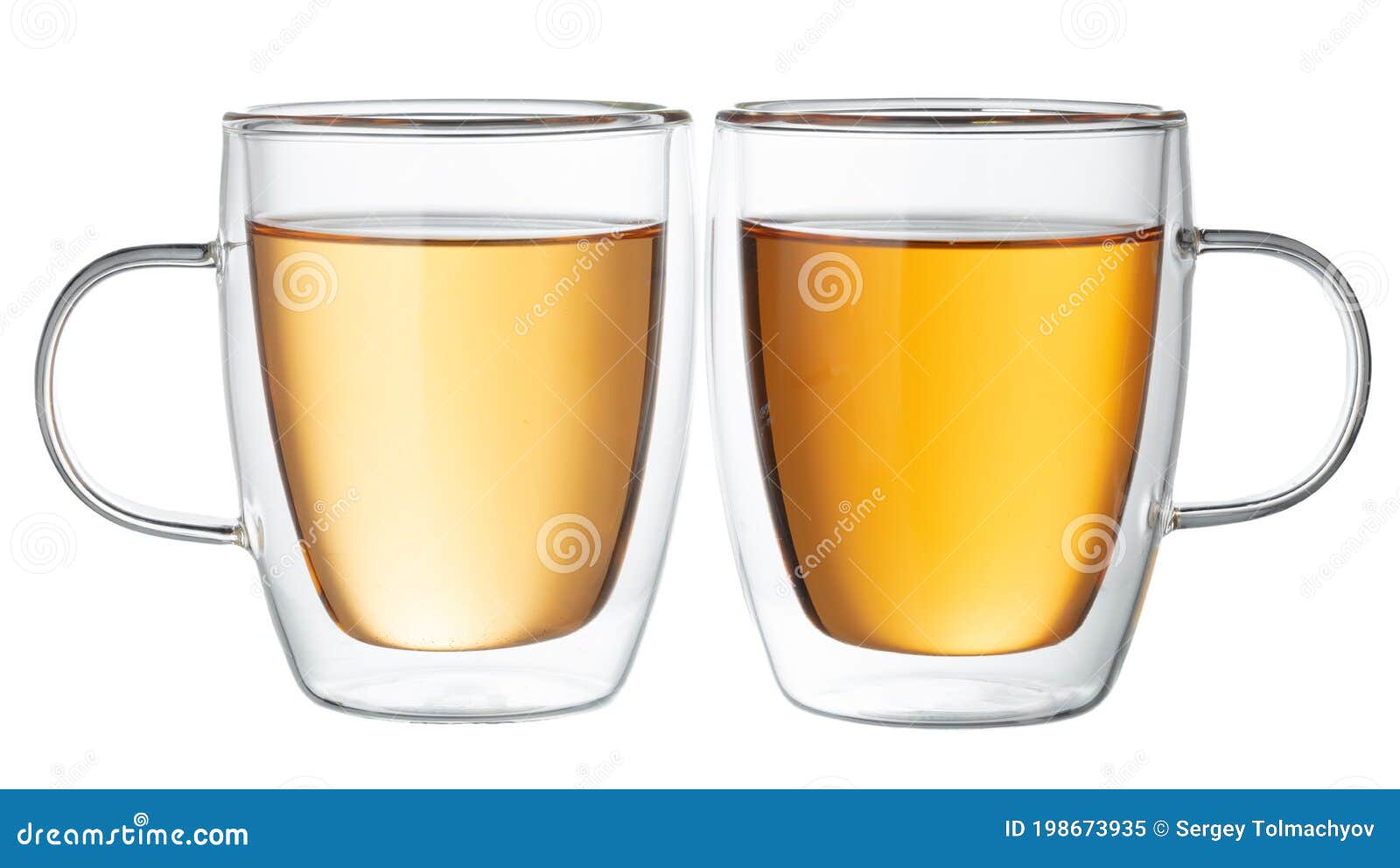 Two Glass Cups of Tea Isolated on White Stock Image Image of studio