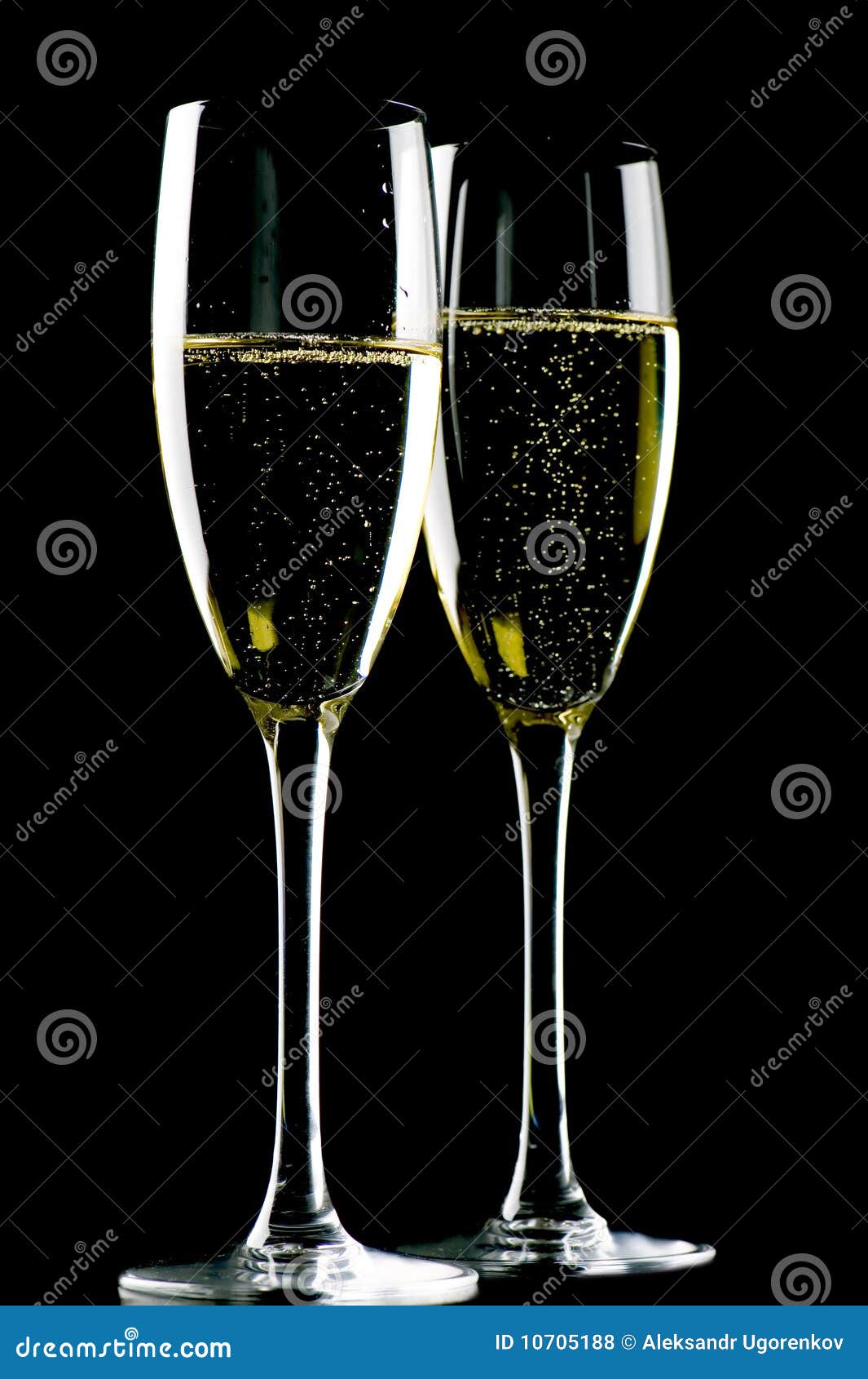 Two Glasses Champagne on Black Stock Photo Image of beverage, festive