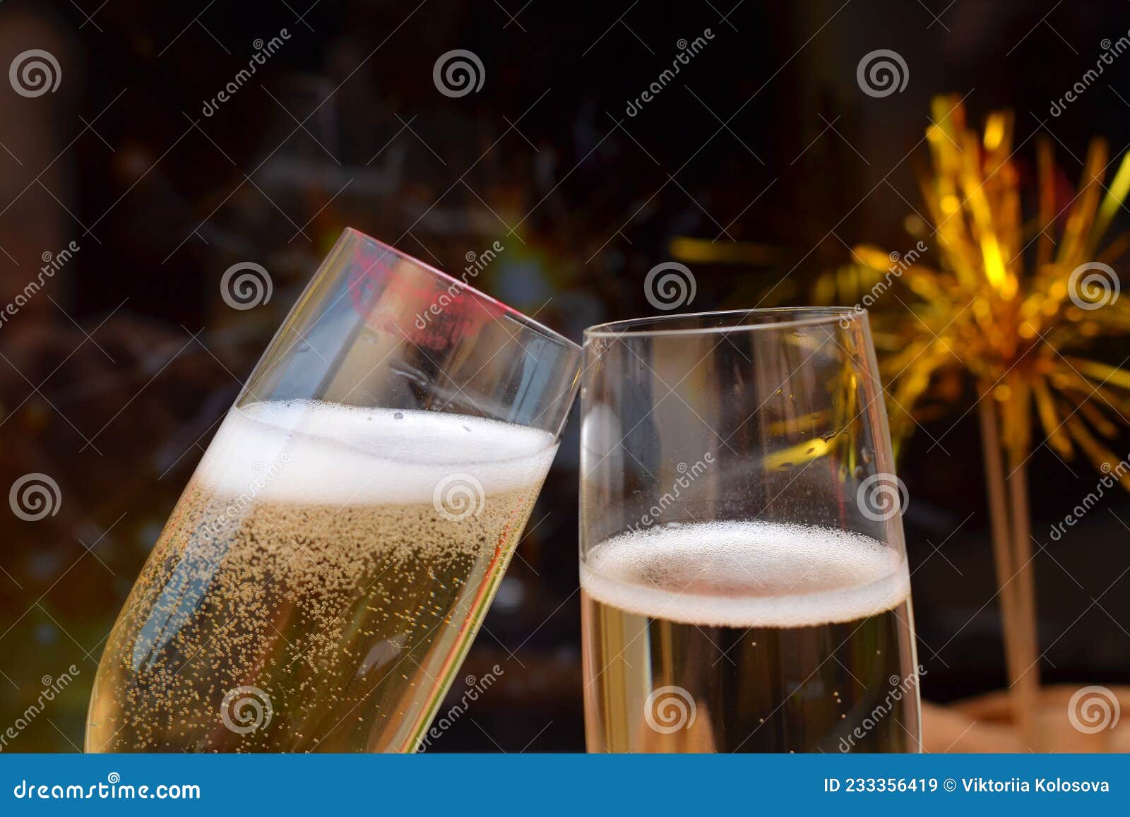 Two Glasses With Champagne Clink Glasses Stock Image Image Of Wine Glasses 233356419