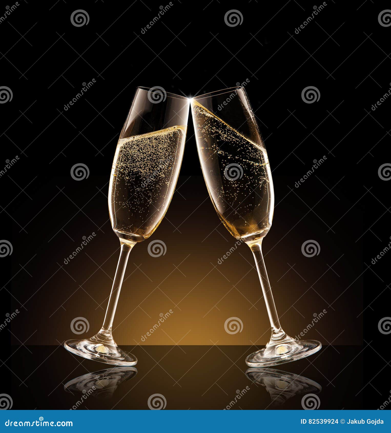 Two Glasses of Champagne Over Black Background Stock Photo Image of event, anniversary 82539924