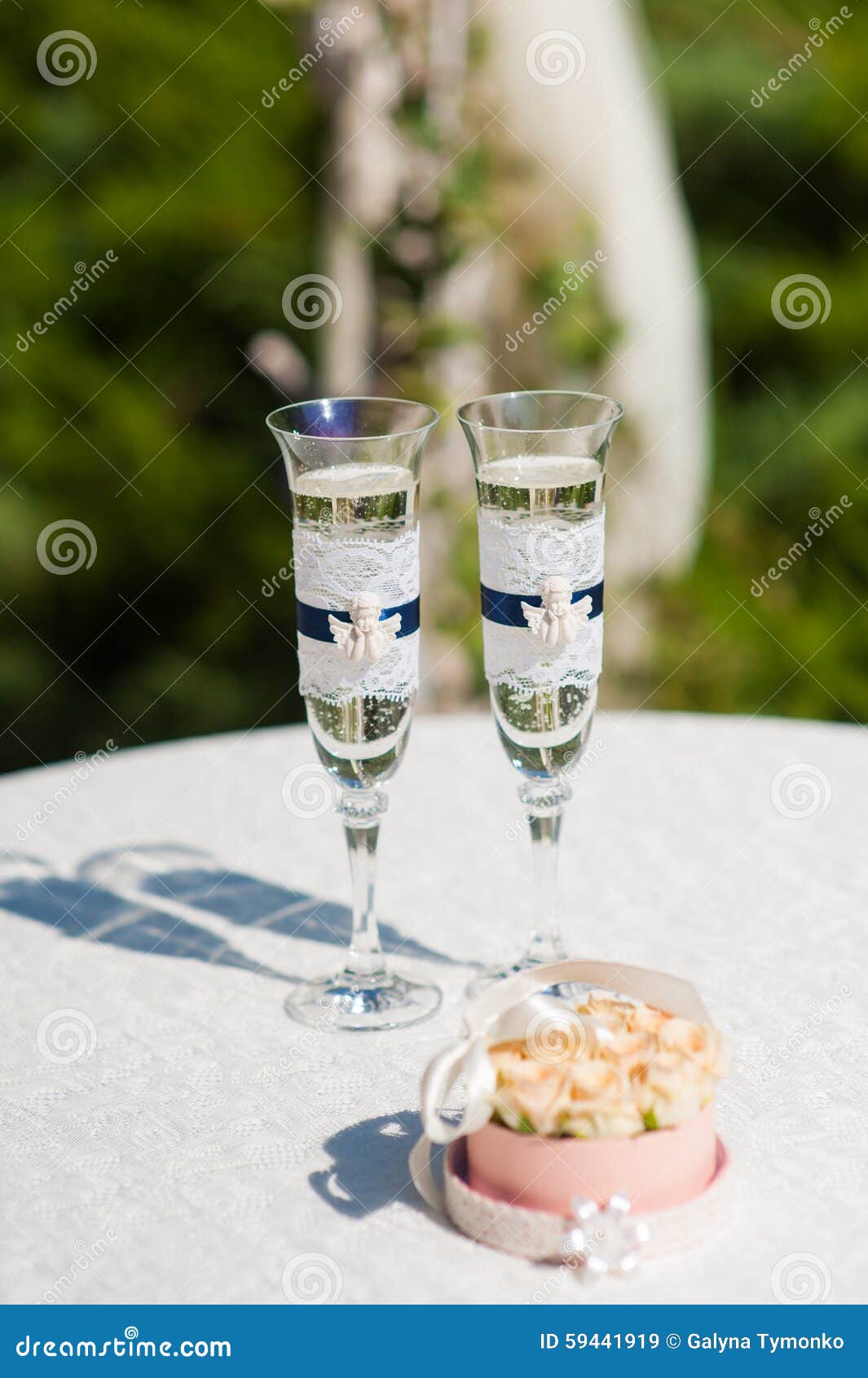 Two Glasses of Champagne on the Table Stock Image Image of glasses
