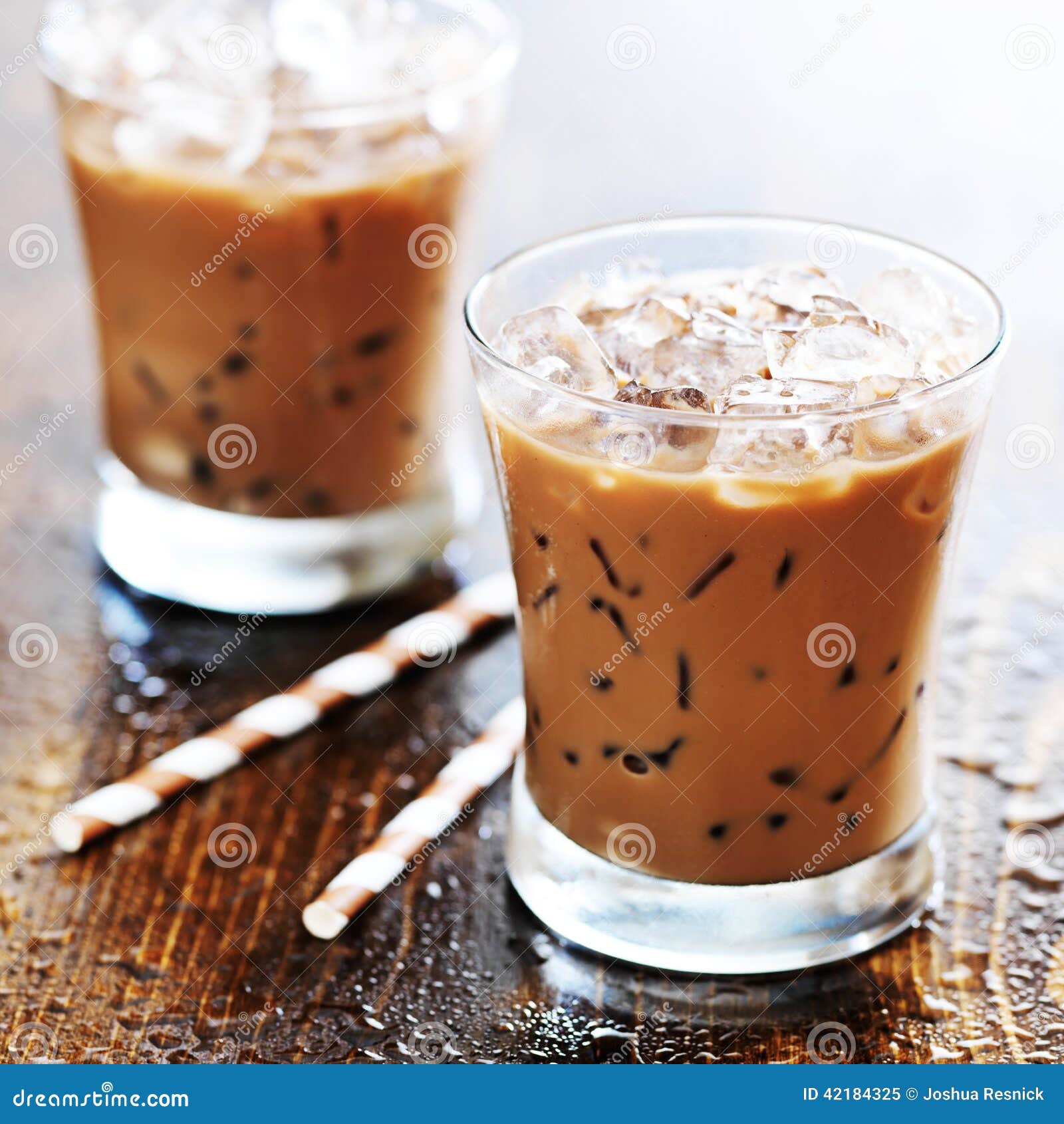 Two glasses of iced coffee stock image. Image of drink 42184325