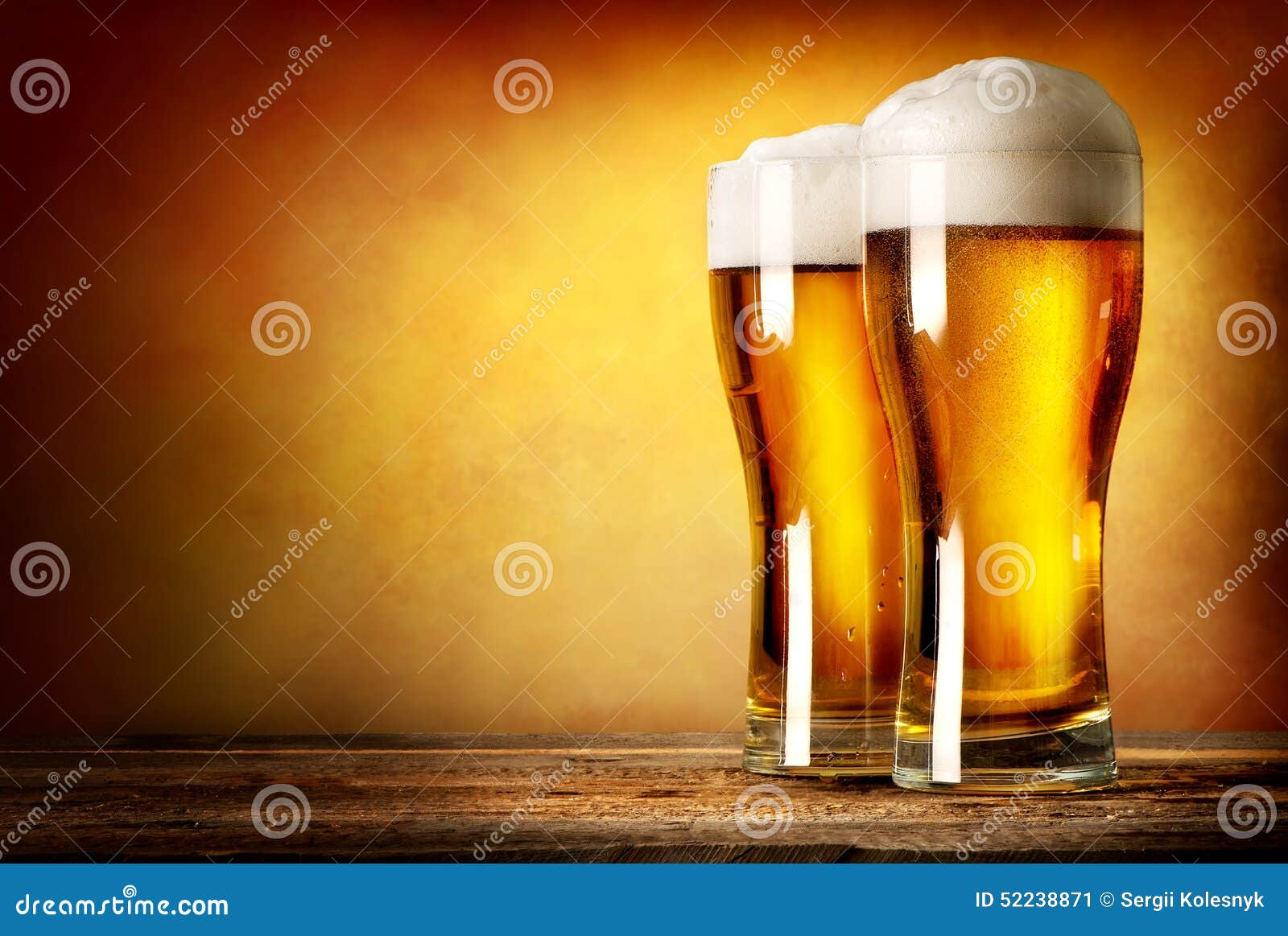 Two glasses of lager stock image. Image of refreshment 52238871