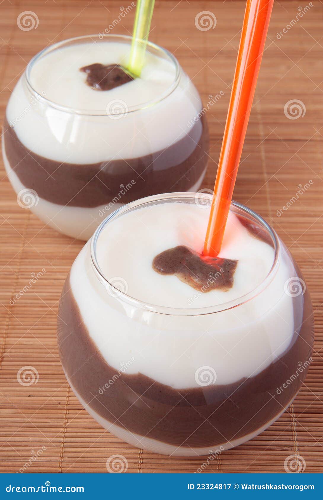Two Glasses of Milkchocolate Dessert Stock Image Image of food