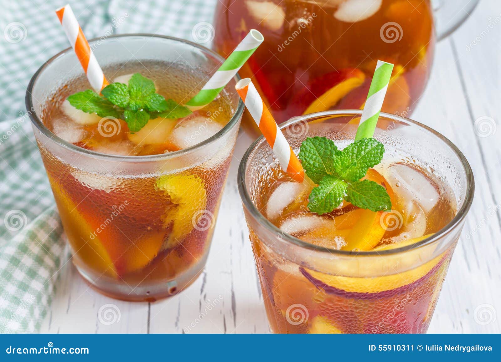 Two Glasses of Nectarine Iced Tea Stock Image Image of nonalcoholic
