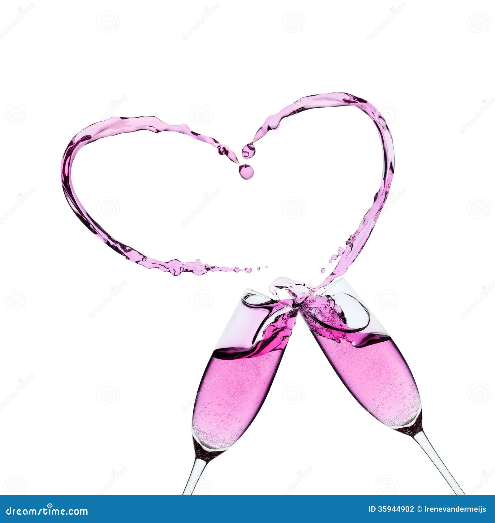 Two Glasses of Pink Champagne with a Splash Stock Photo Image of