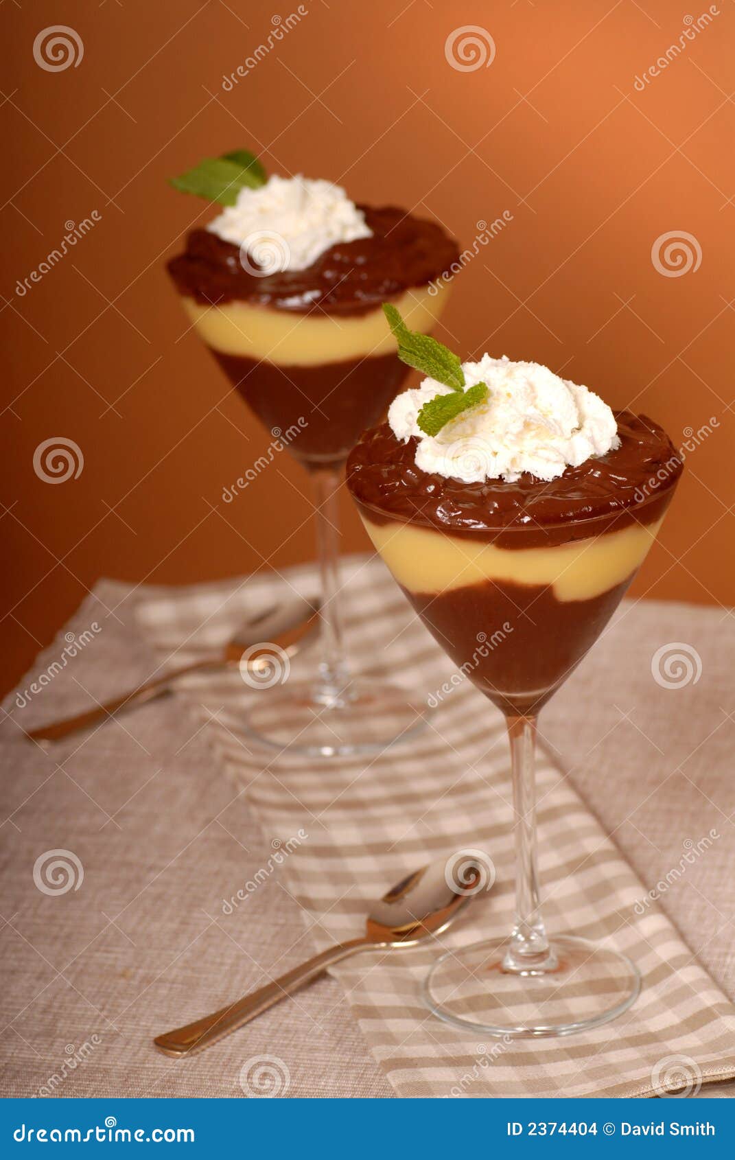 Two glasses of pudding stock photo. Image of chocolate 2374404