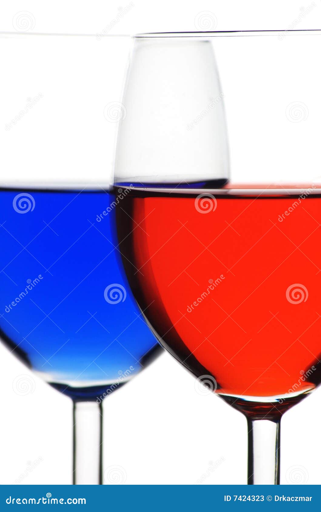 Two Glasses of Red and Blue Liquid Stock Image Image of abstract