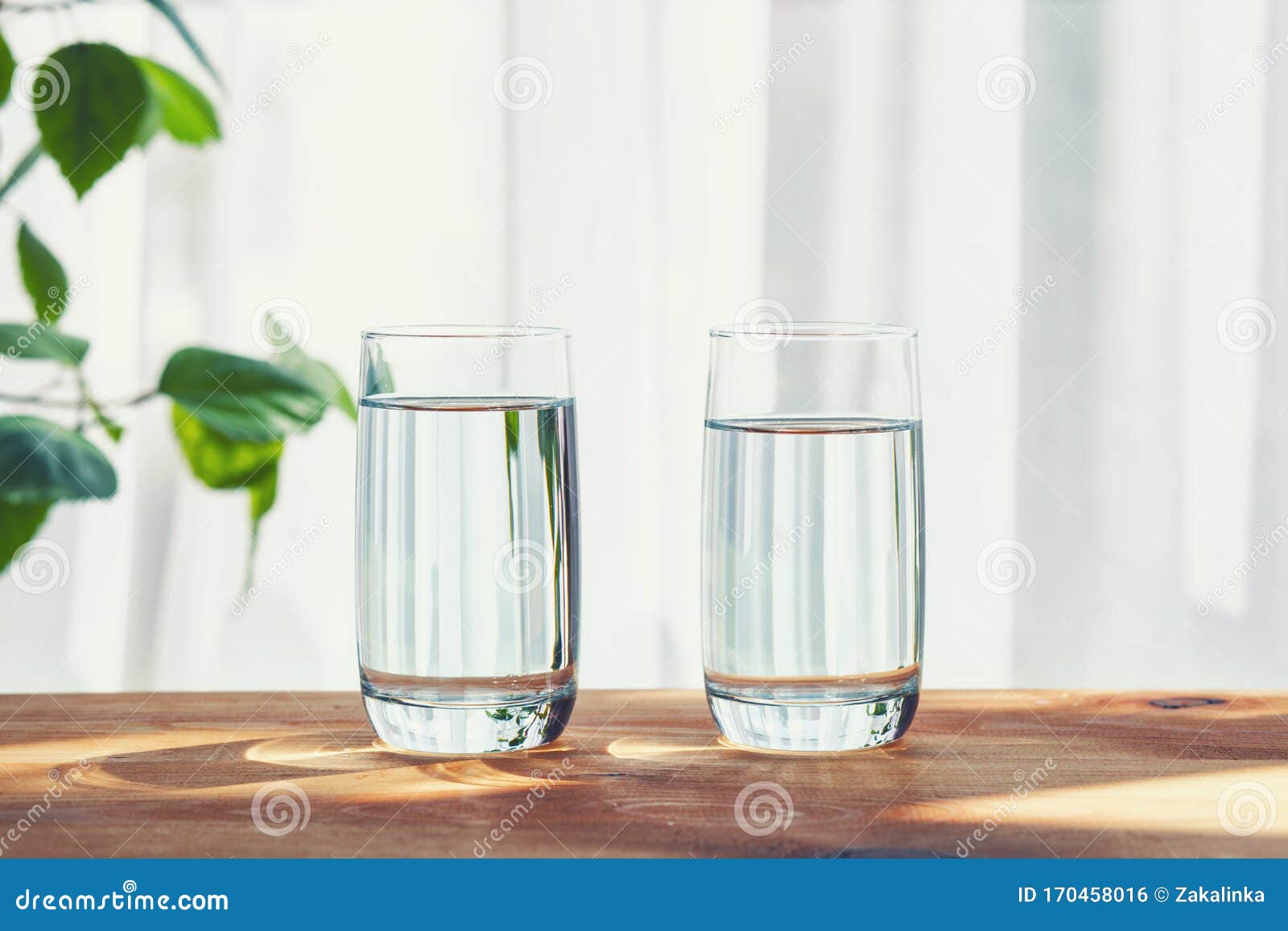 Hykler Fantasi binær Two Glasses of Water Standing on Wooden Table Inside Stock Photo - Image of  natural, morning: 170458016
