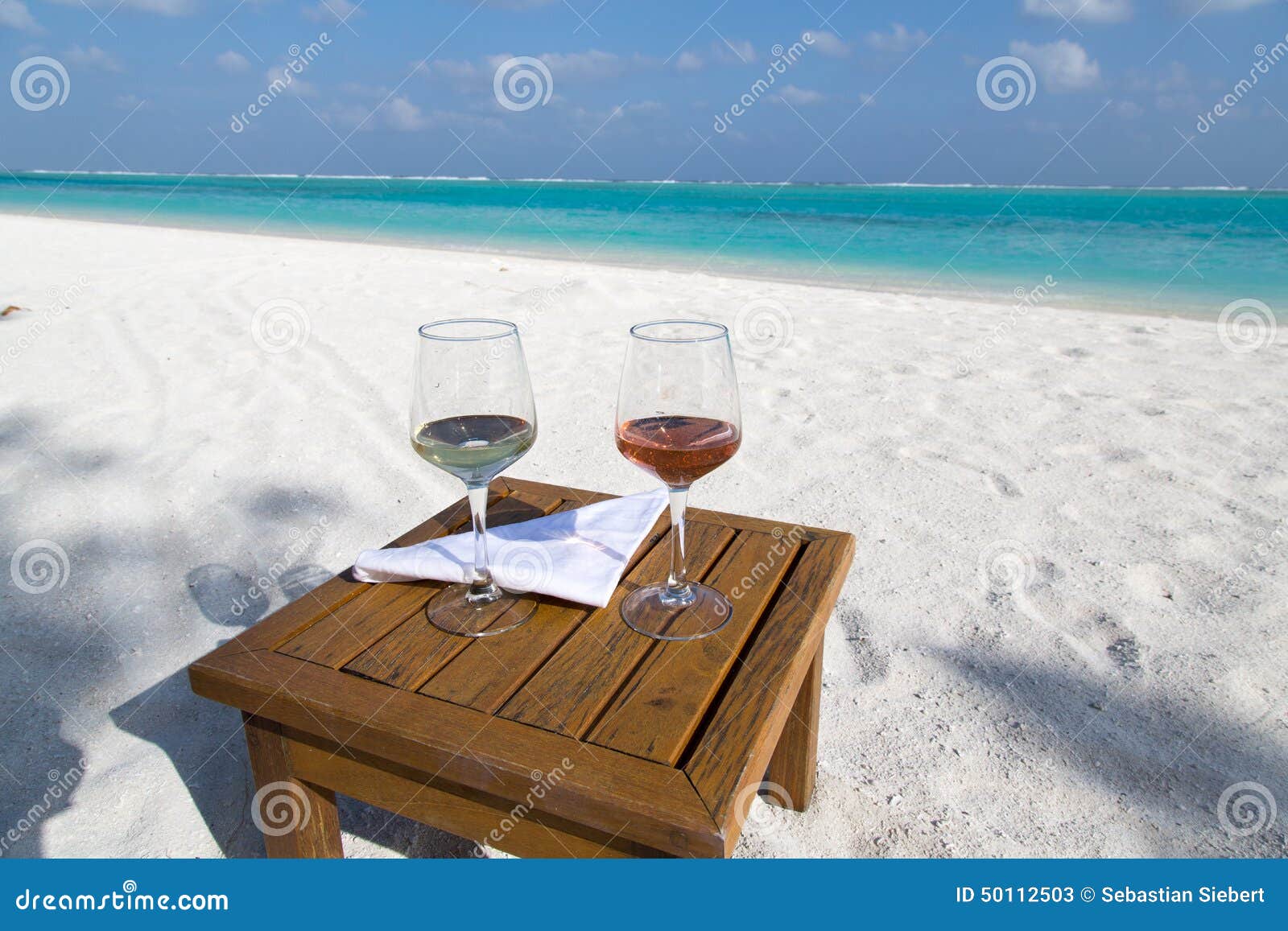 Two Glasses of Wine at the Beach Stock Image Image of turquoise