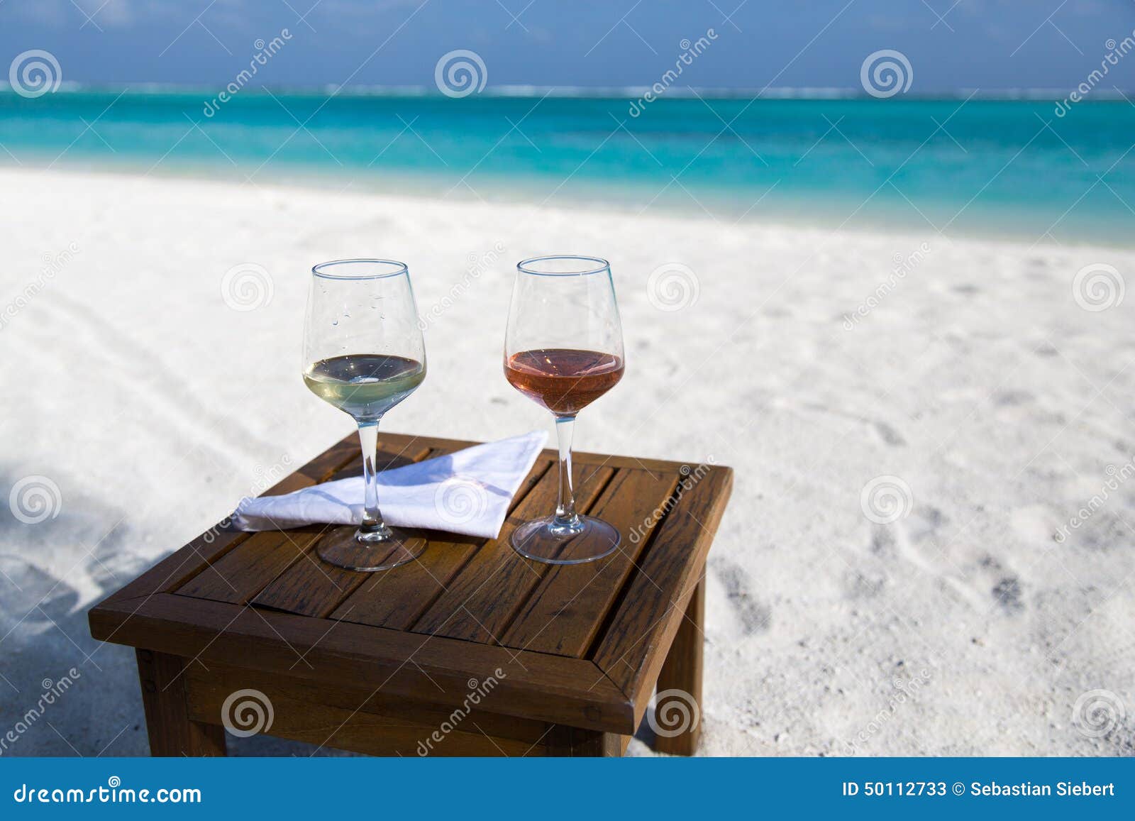 Two Glasses of Wine at the Beach Stock Image Image of withe, enjoy