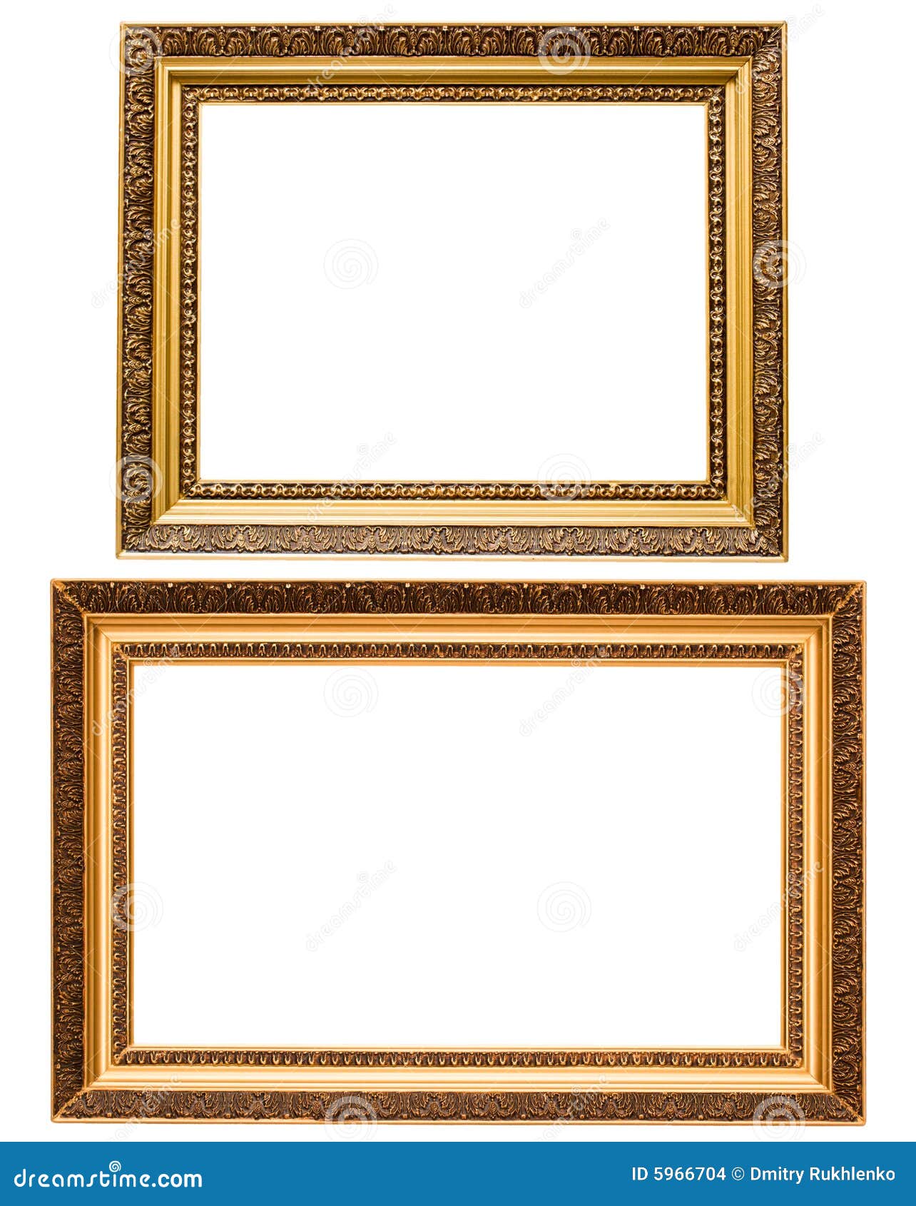 Two Gold Plated Wooden Picture Frames Isolated Stock Photo Image of