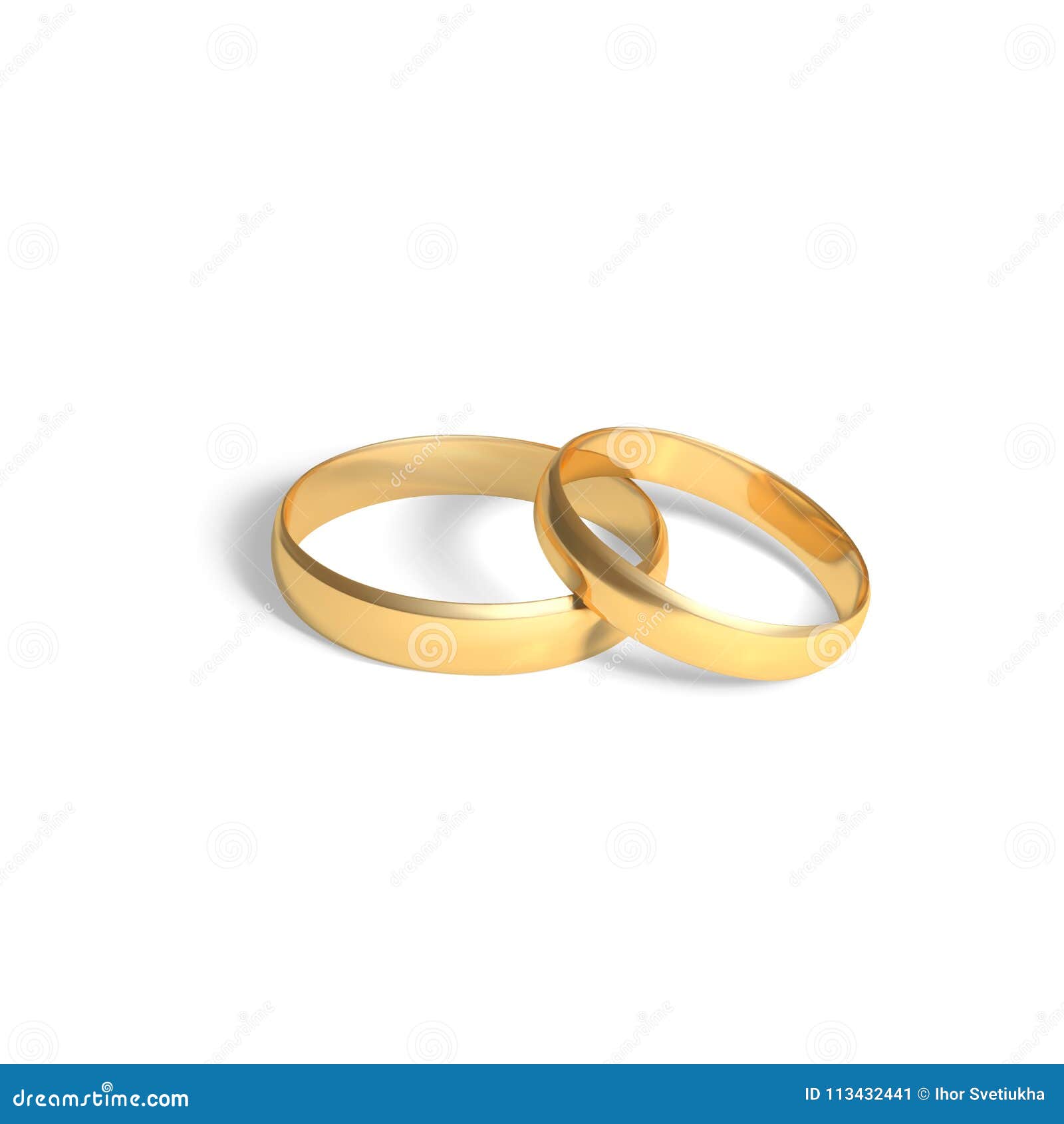 Two Golden Rings Gold Wedding Rings Pair Vector 3d Realistic