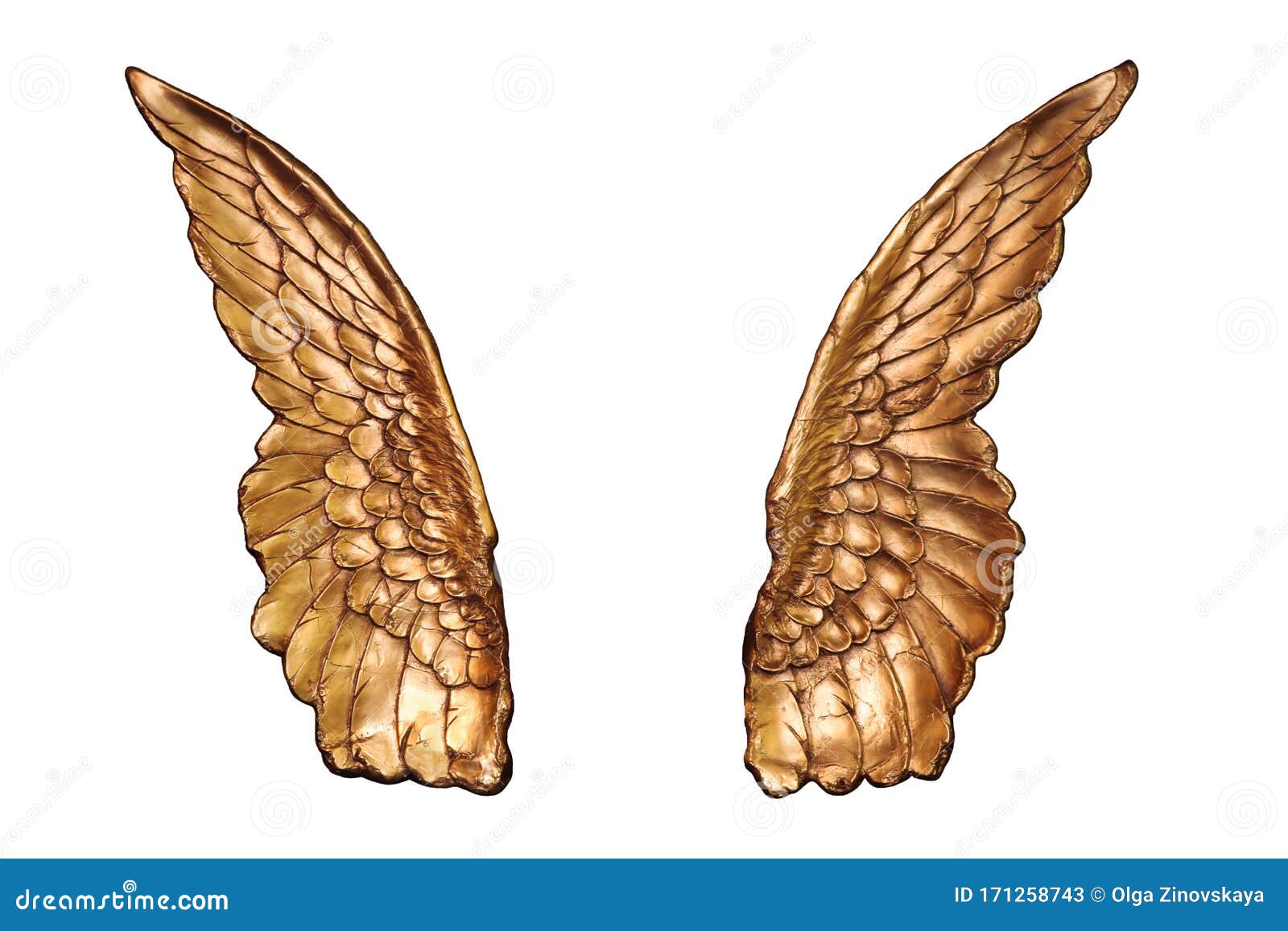 Golden Angel Wings Isolated Stock Photo - Download Image Now