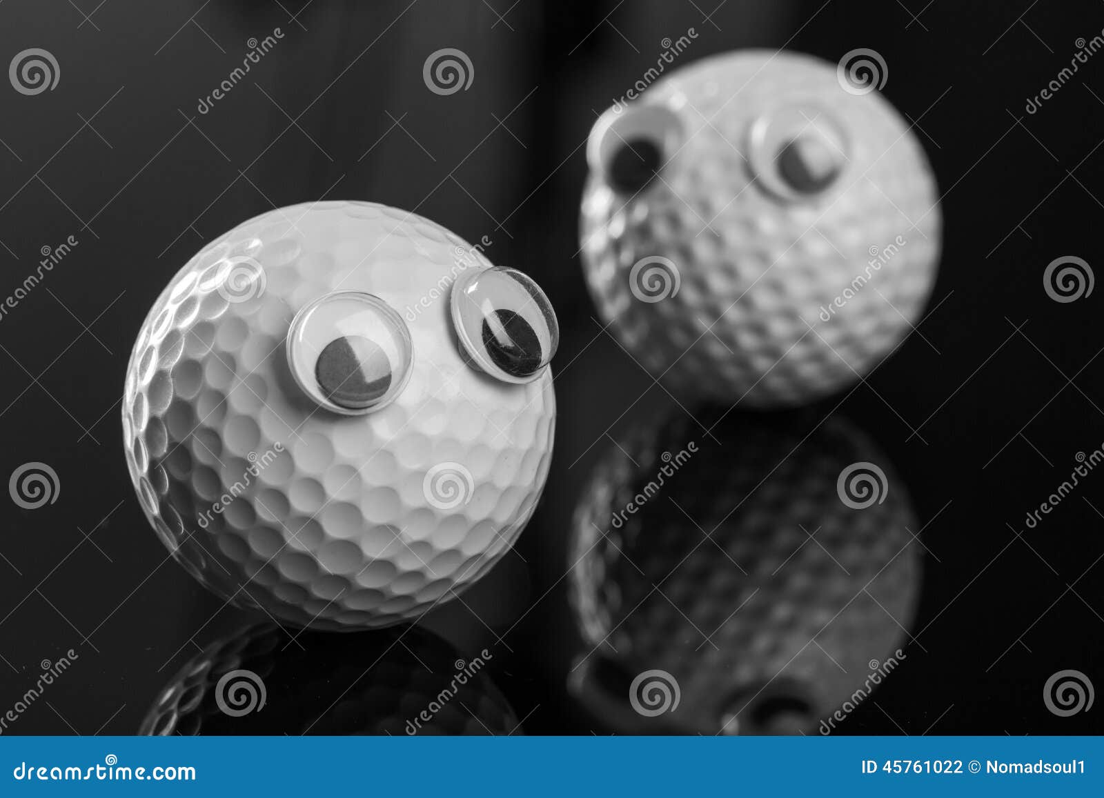Two Golf Balls with Plastic Eyes Stock Photo Image of hobby, gloss