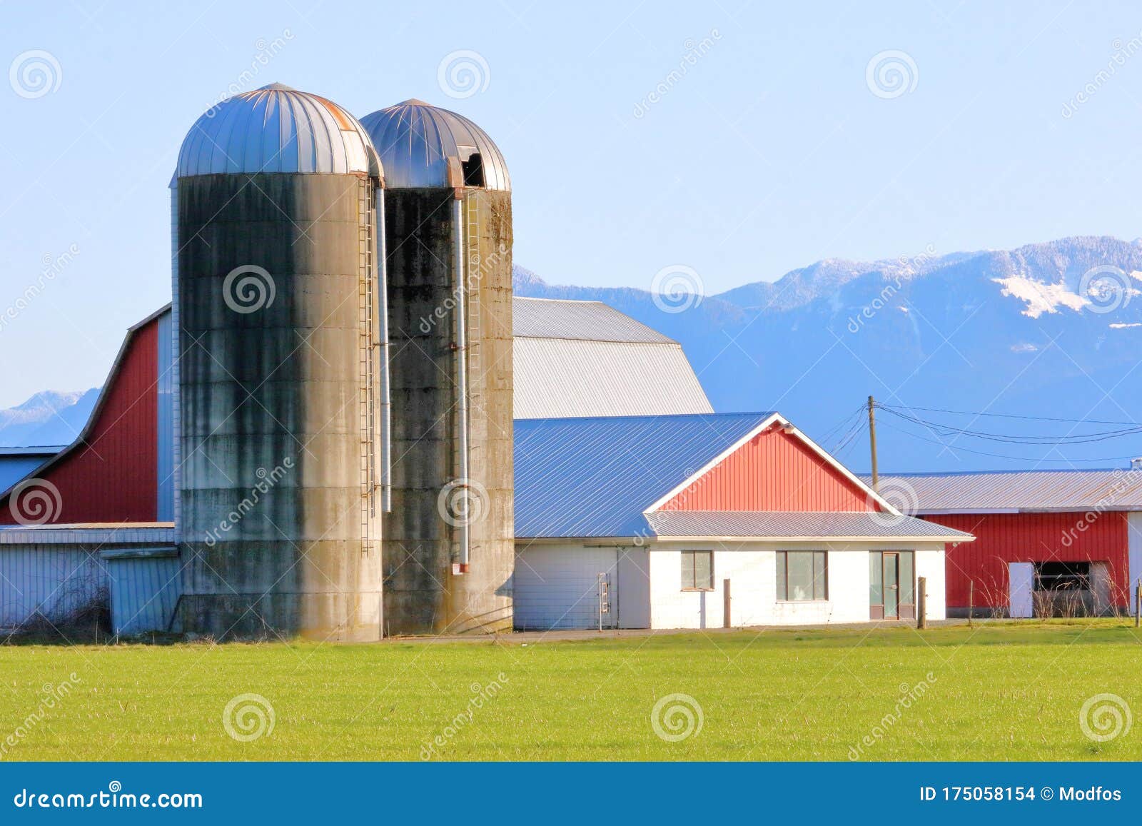 Two Grain Elevators on Rural Farm Stock Photo Image of grain, frame