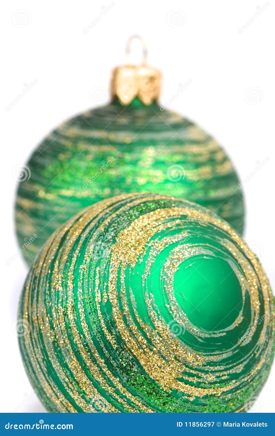 Two green christmas balls stock image. Image of white - 11856297