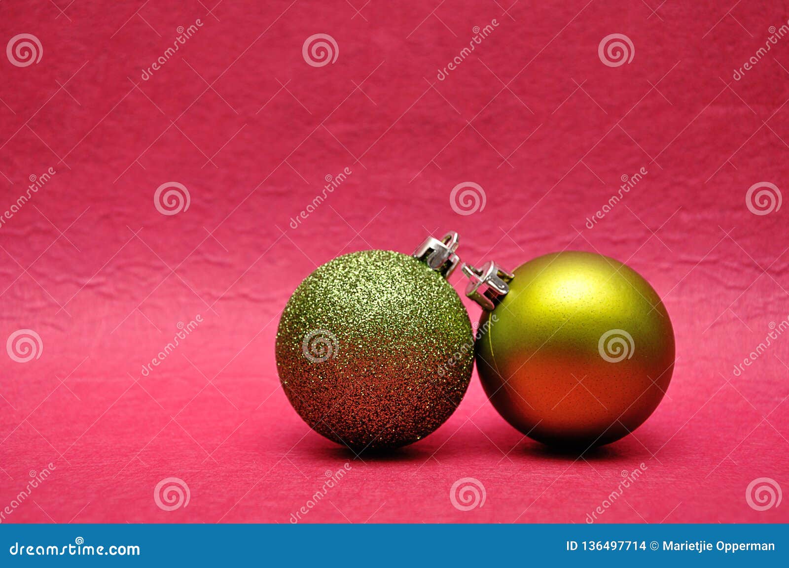 Two Green Christmas Tree Baubles Stock Photo Image of decorative