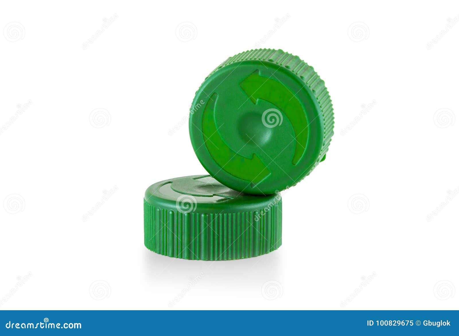 Two Green Plastic Bottle Caps Stock Image Image of closeup, trash