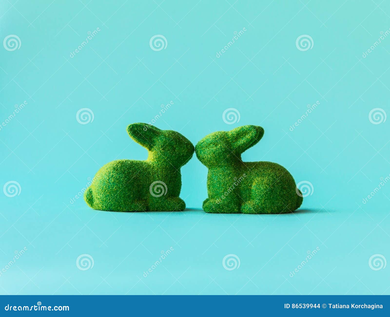 Two Green Rabbits in a Kiss. Stock Photo Image of decor, cohere 86539944