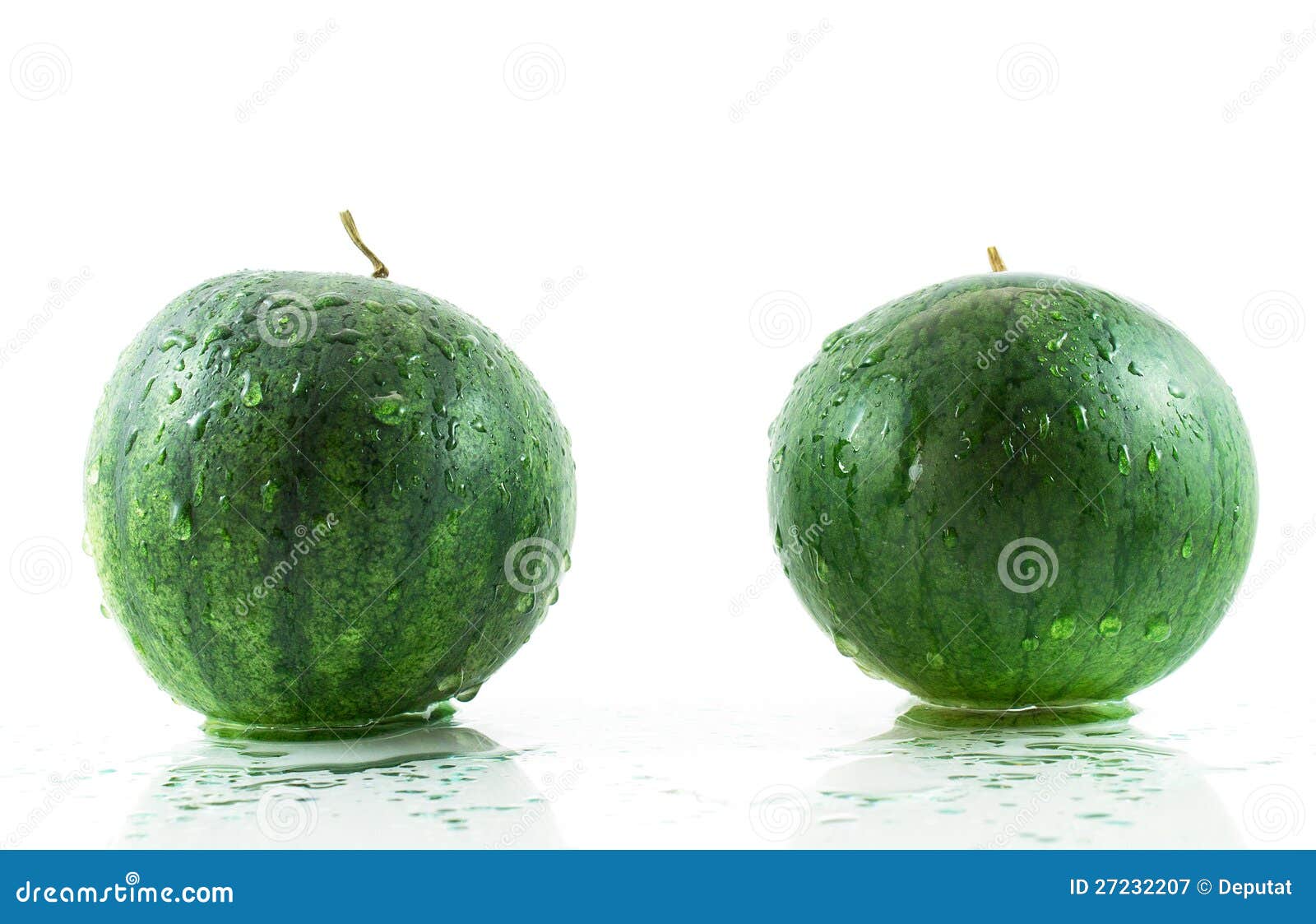 Two Green Watermelon stock image. Image of natural, snack 27232207