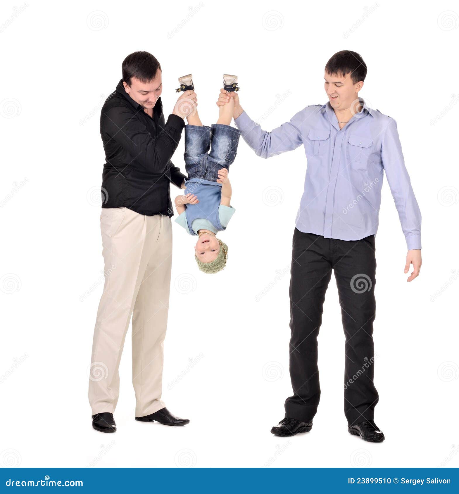 Two Gusd Holding Little Boy Upside Down Stock Photo Image 23899510