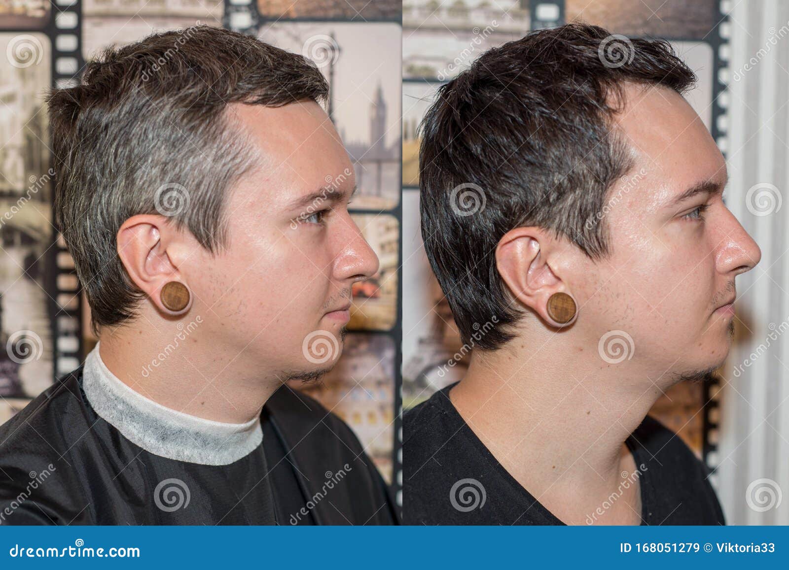 Two Guys before after at the Barbershop: One with Gray Hair, the Other  Dyed, he Has Black Hair. Concept for Beauty Salon Stock Image - Image of  barber, concept: 168051279