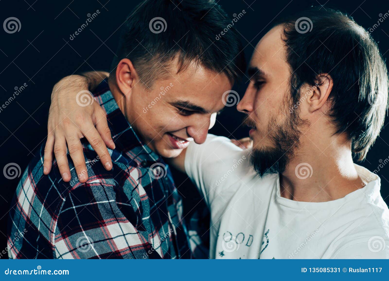 Two guys hugging