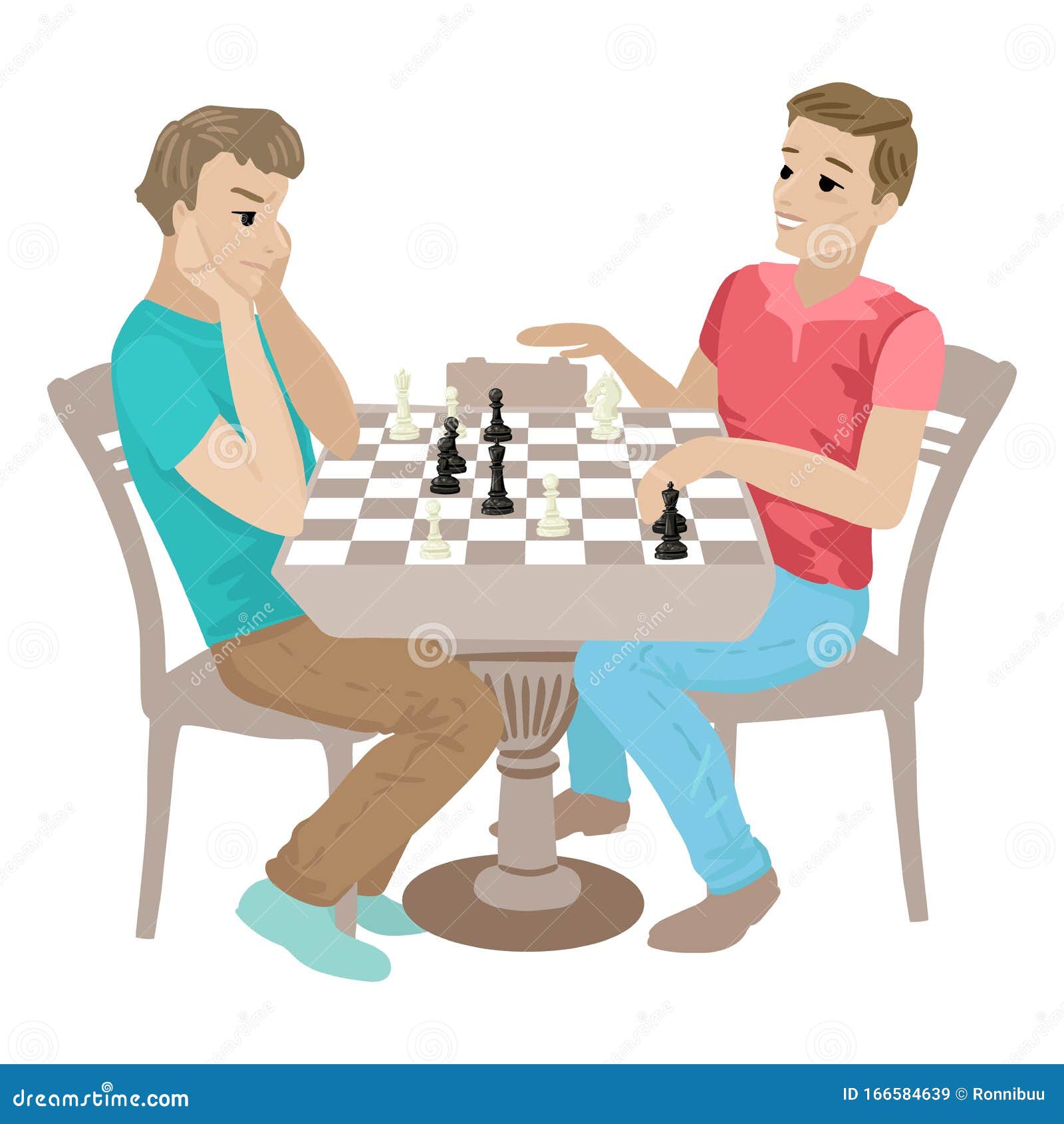 Chess players two man sitting and playing Vector Image