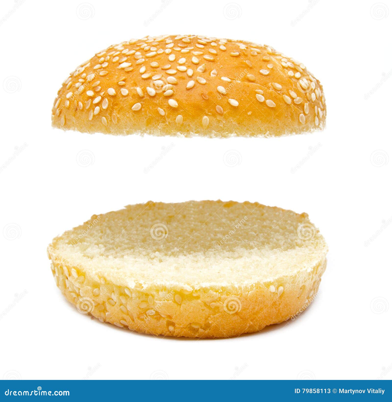 Two Half of Burger Bread Isolated on White Stock Image Image of home