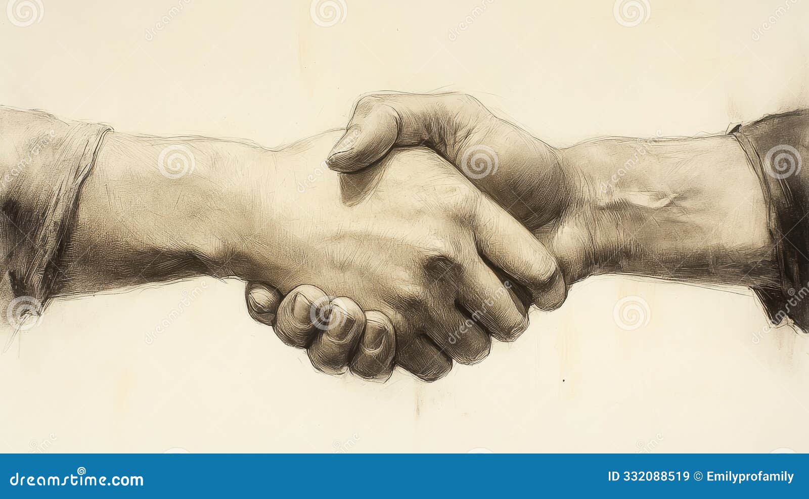 two hands clasping in handshake izing agreement, unity and collaboration on neutral background