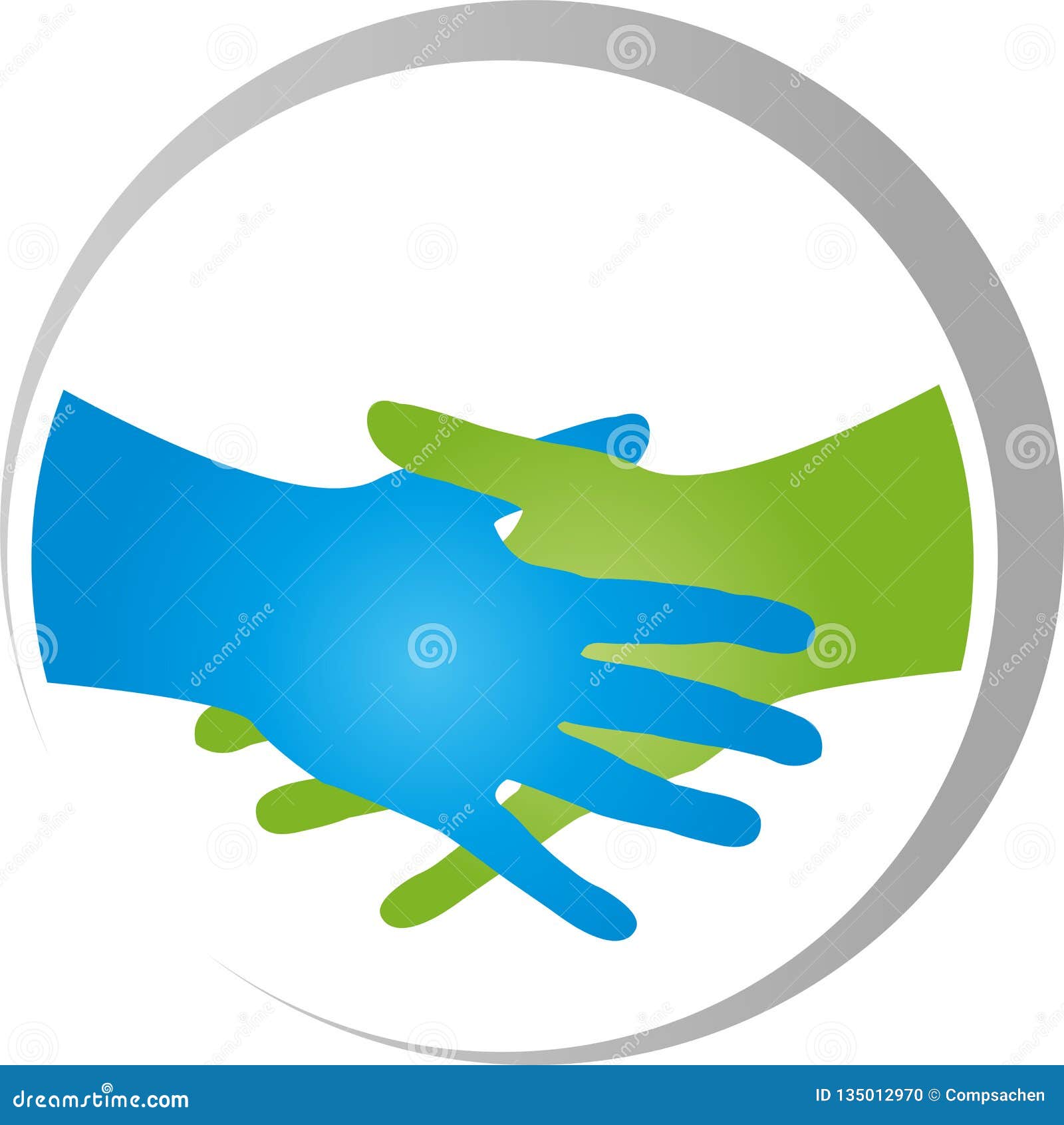 Two Hands in Green and Blue, Business and Handshake Logo Stock Vector ...