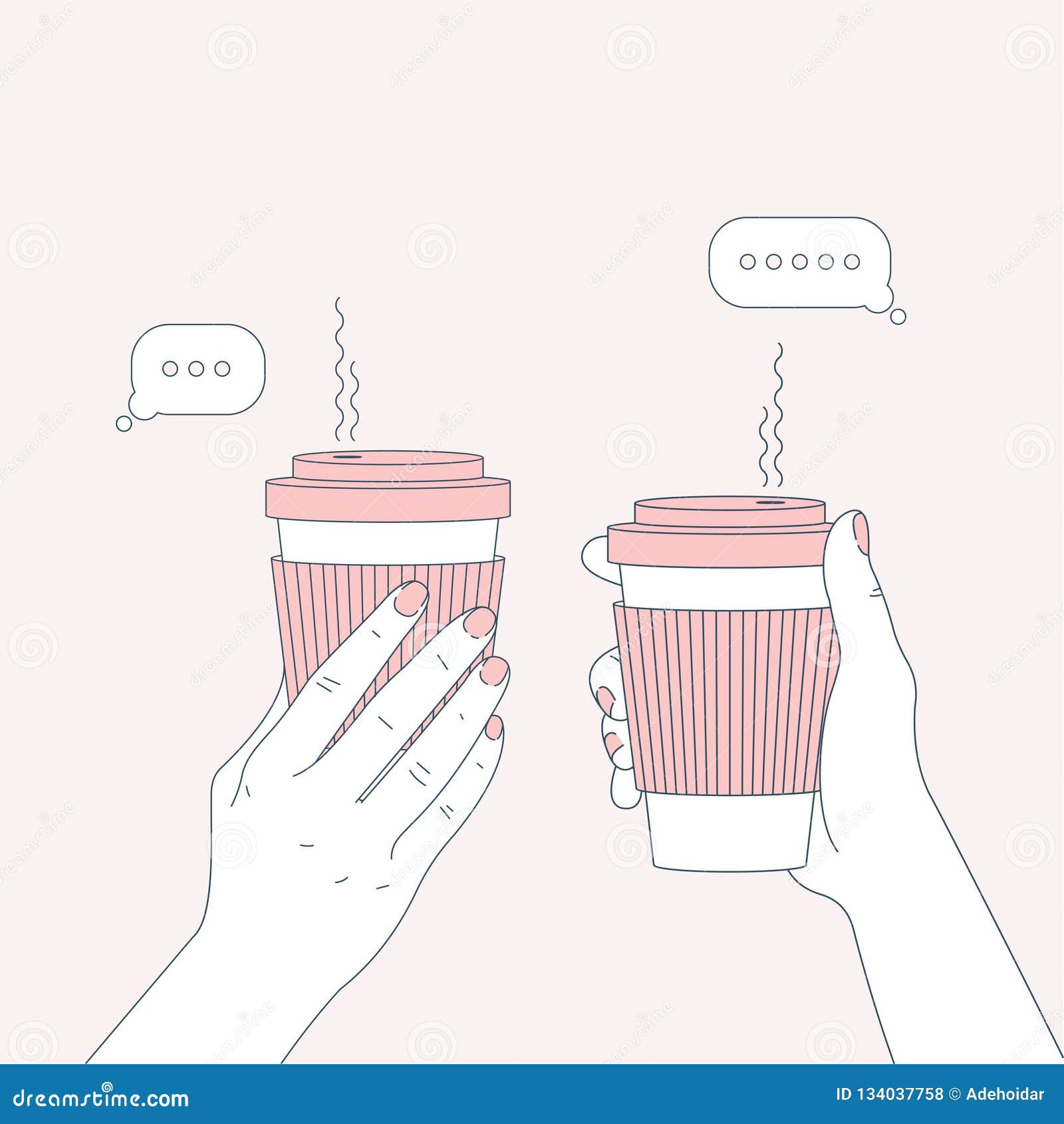 Download Two Hands Holding Coffee Cups. Chatting Friends. Vector ...