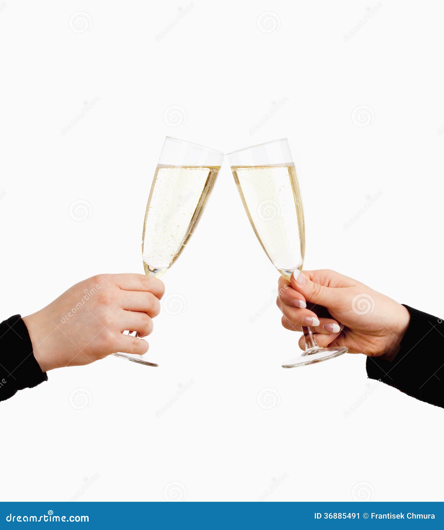 Two Hands Holding Glasses Of Champagne Toasting Stock Image Image