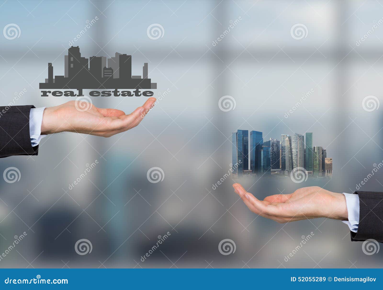 Two Hands Holding Real Estate Stock Image Image of profit, icon 52055289