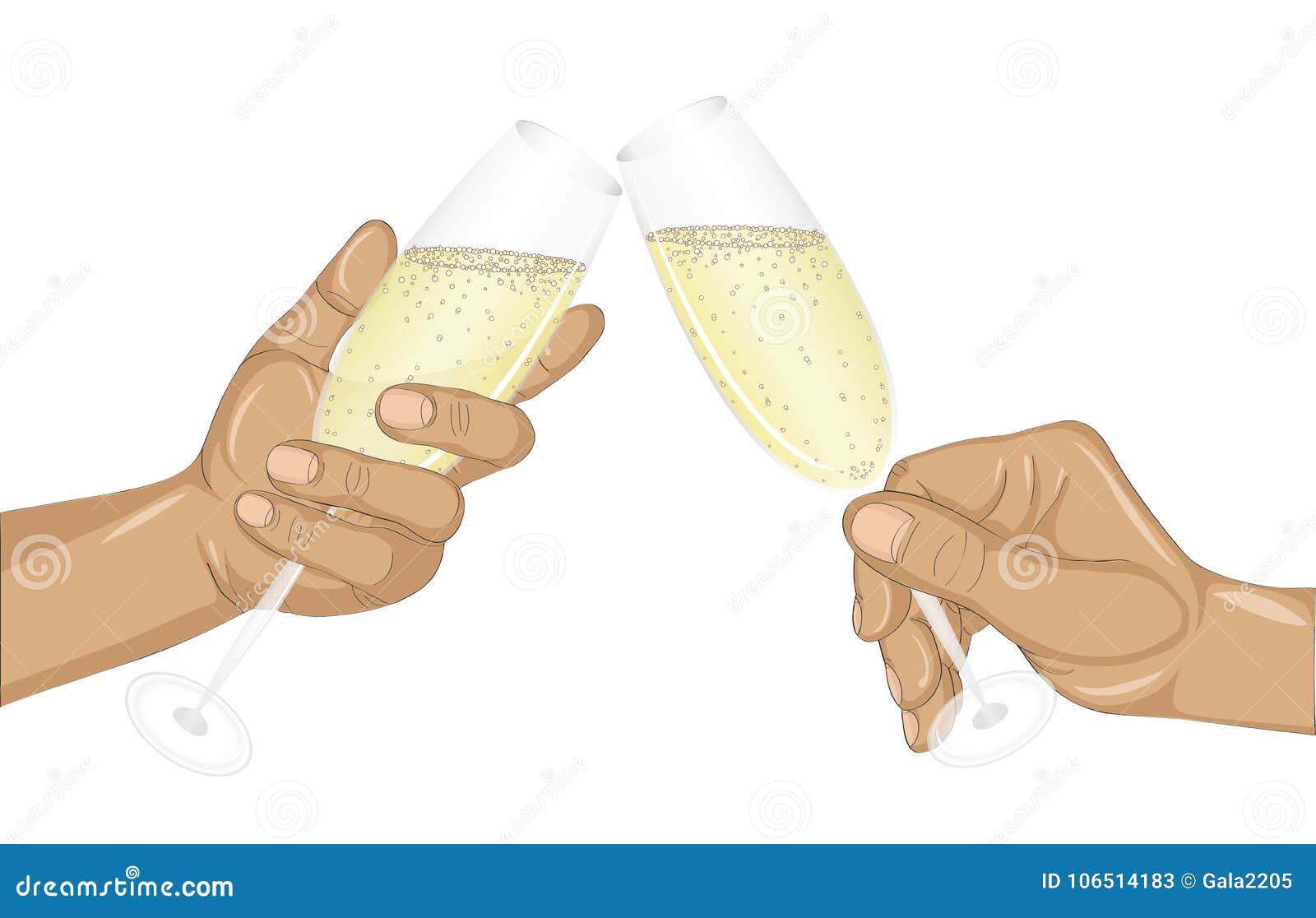 Two Hands Holds A Glass Of Champagne And Clink Merry Christmas Stock