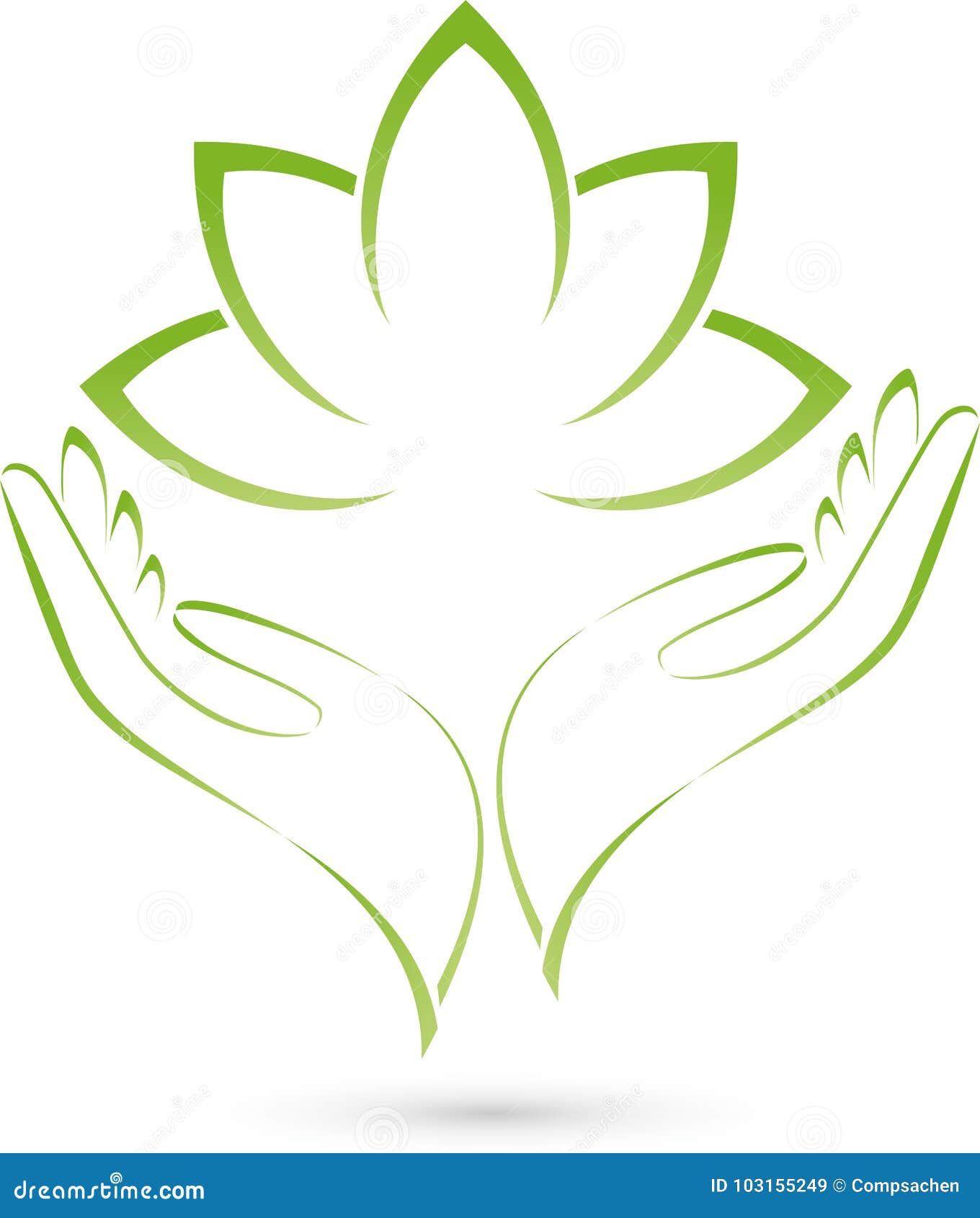 two hands and leaves, massage and wellness logo