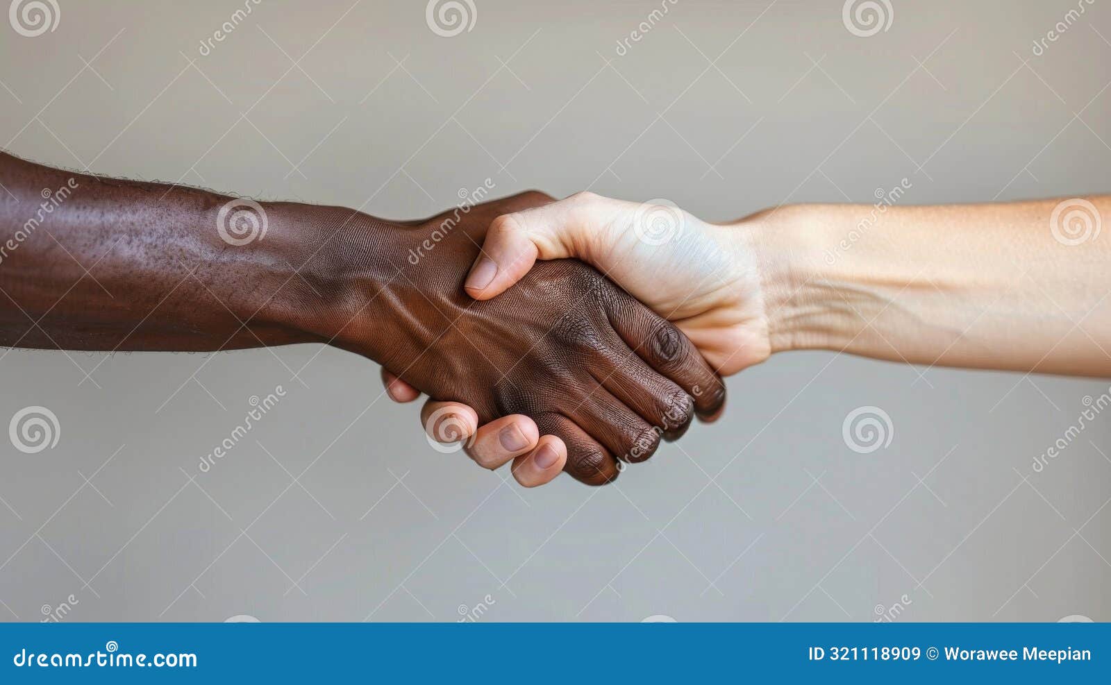 Two Hands Shaking Hands, One White and One Black Stock Illustration