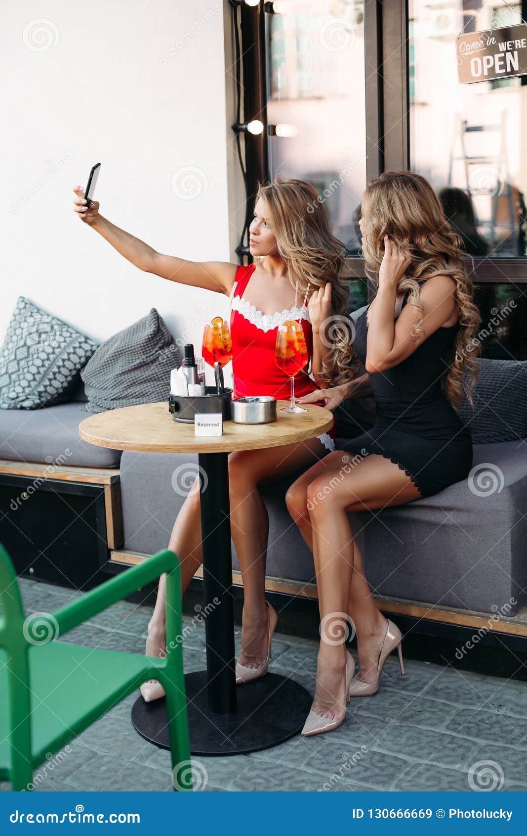 Two Attractive Girls Taking Selfie Together Stock Image Image Of 