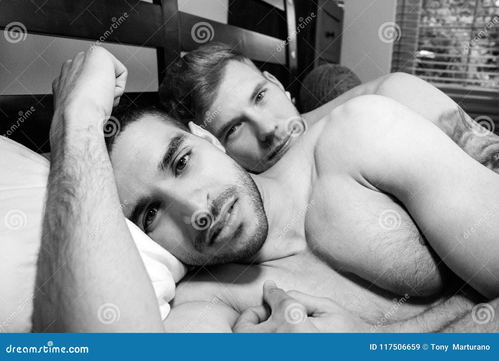 Naked, Gay Lovers, Husbands in Bed, Cuddling and Kissing Stock Image -  Image of boyfriends, care: 117506659