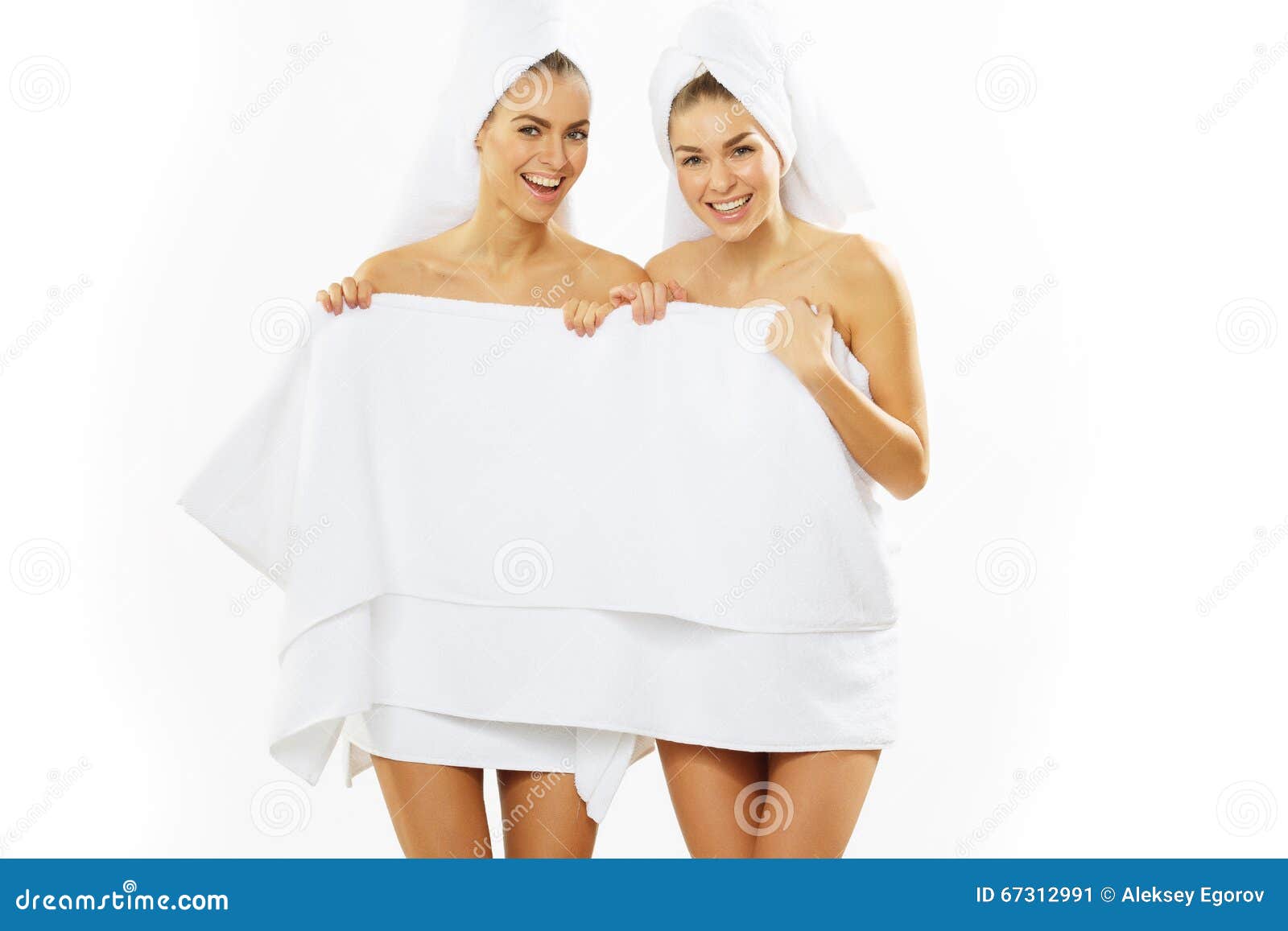 Two Happy Teen Girl After Shower Stock Image Image Of