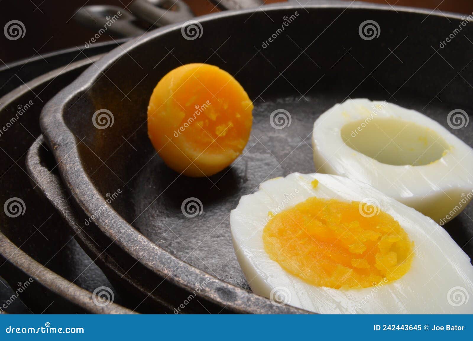 Hard Boiled Egg in Cast Iron Skillets Stock Image Image of skillets