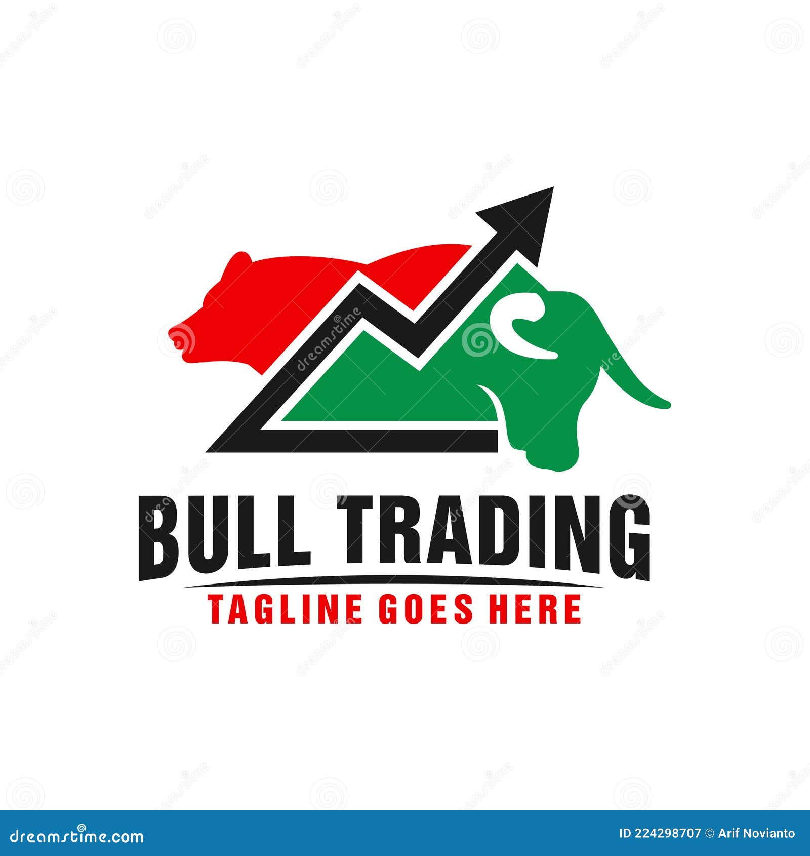 Two Heads and Bear Logo, Trading Business Stock Vector Illustration