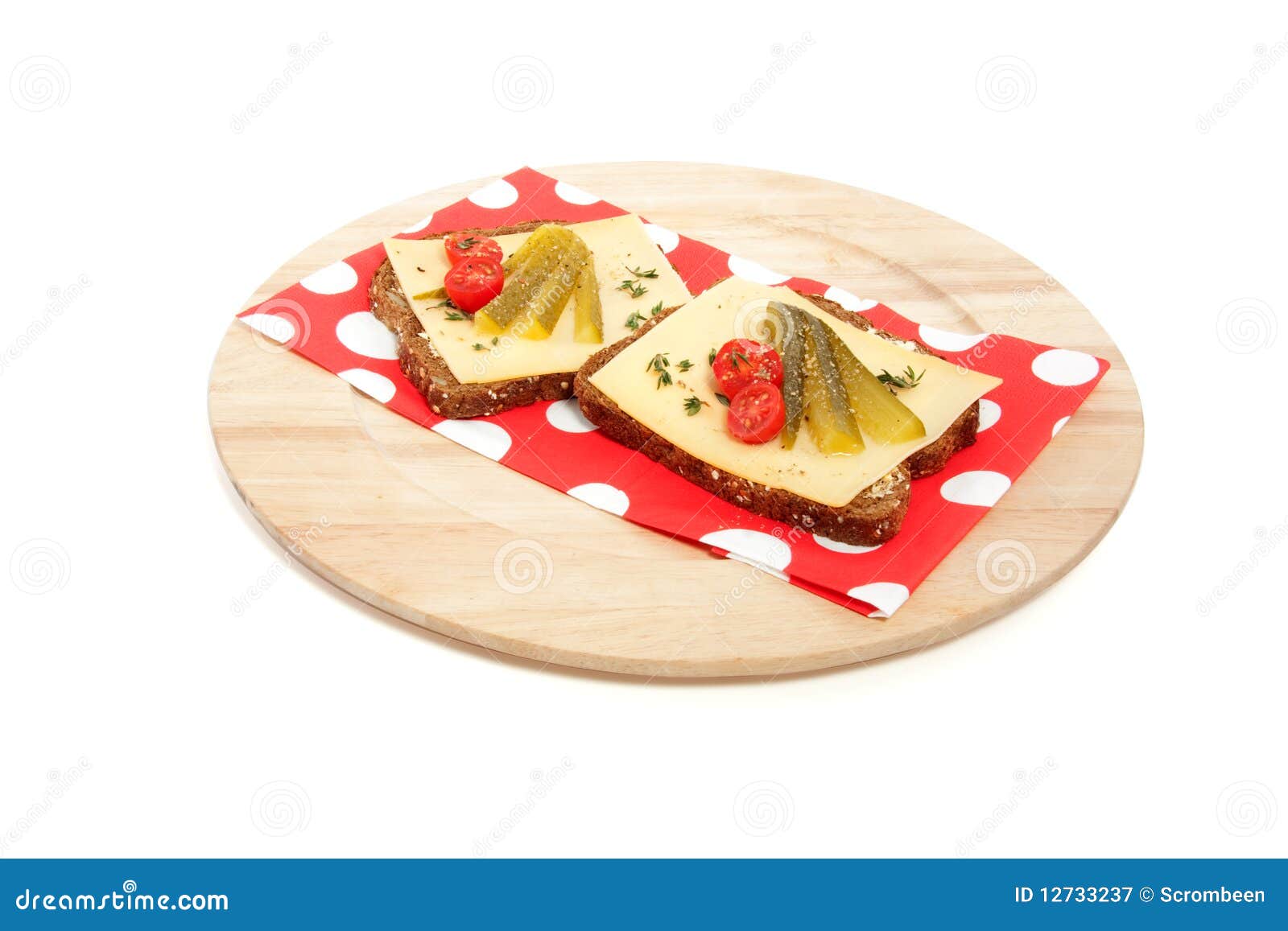 Two Healthy Cheese Sandwiches Stock Image Image of thyme, serviette