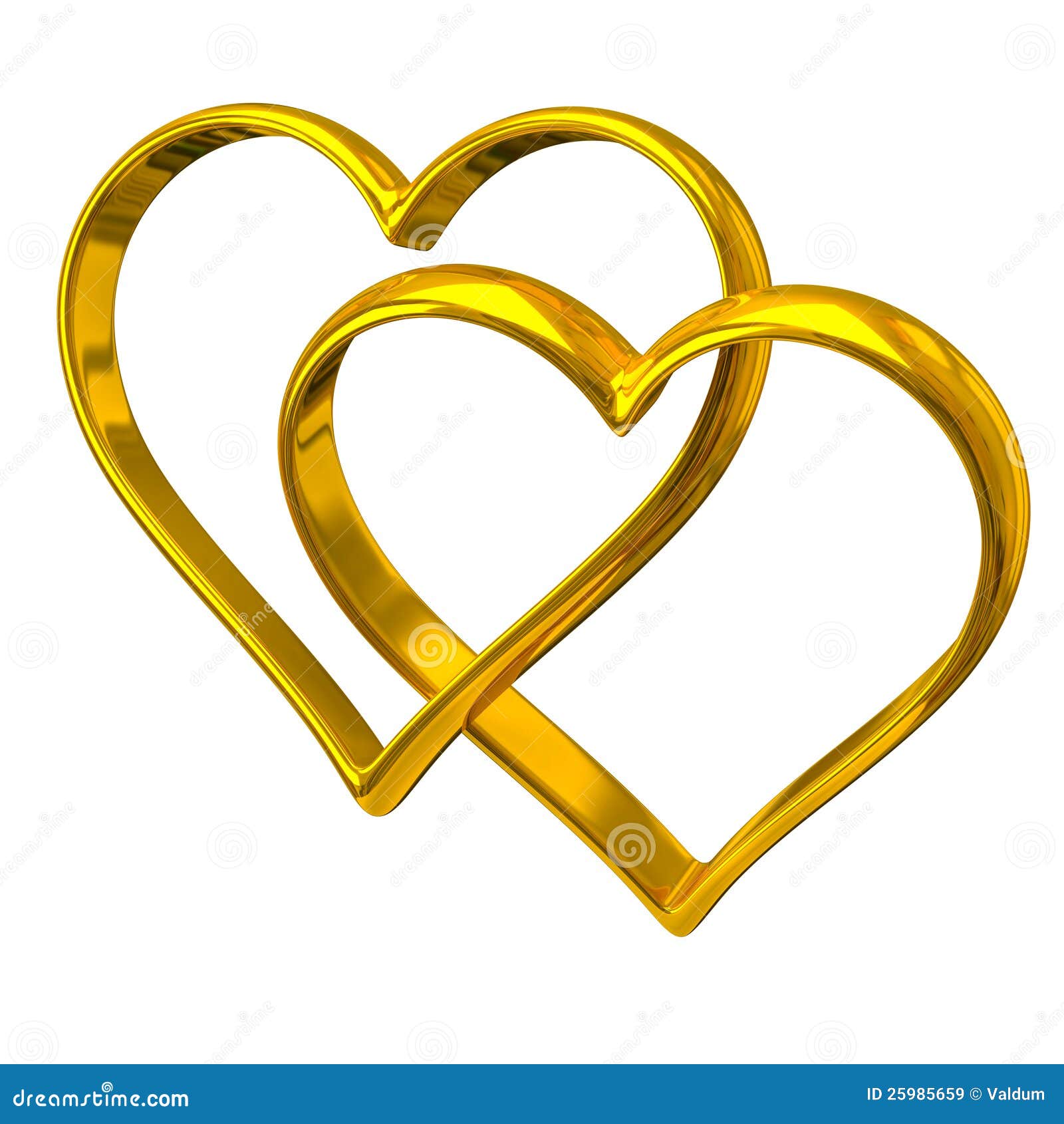 Two Heart Shape Golden Rings Stock Illustration