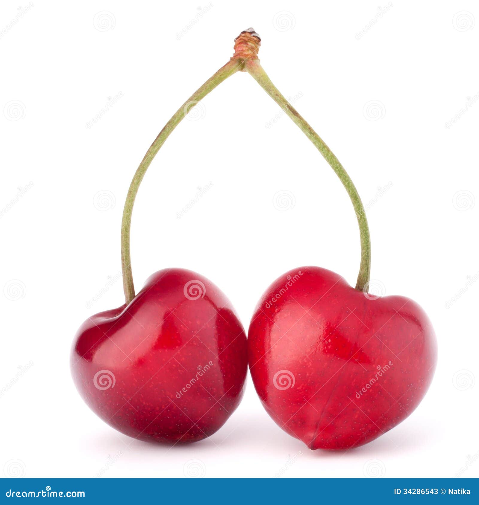 Two Heart Shaped Cherry Berries Stock Image - Image of background ...