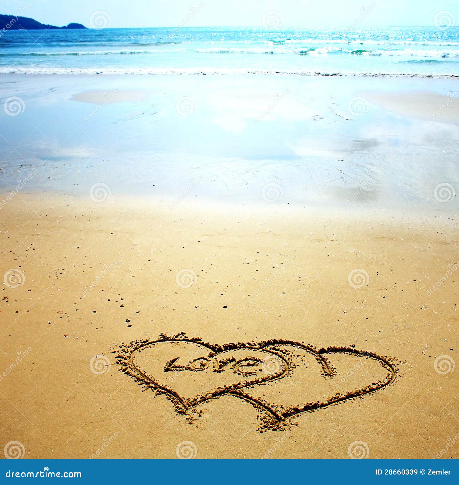 Two Hearts Drawn in the Sand Stock Image Image of sign, relax 28660339