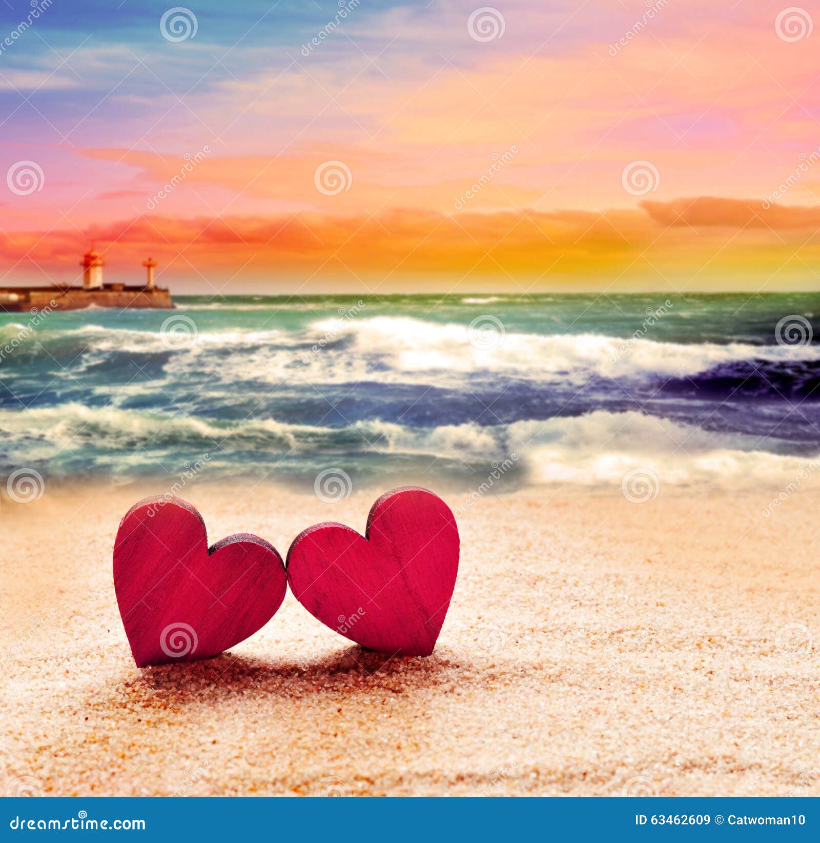 Two Hearts on the Summer Beach Stock Image Image of funny, outdoor