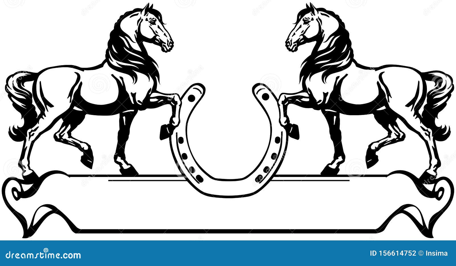 Two of Horses and Horseshoe Stock Vector - Illustration of horseman ...