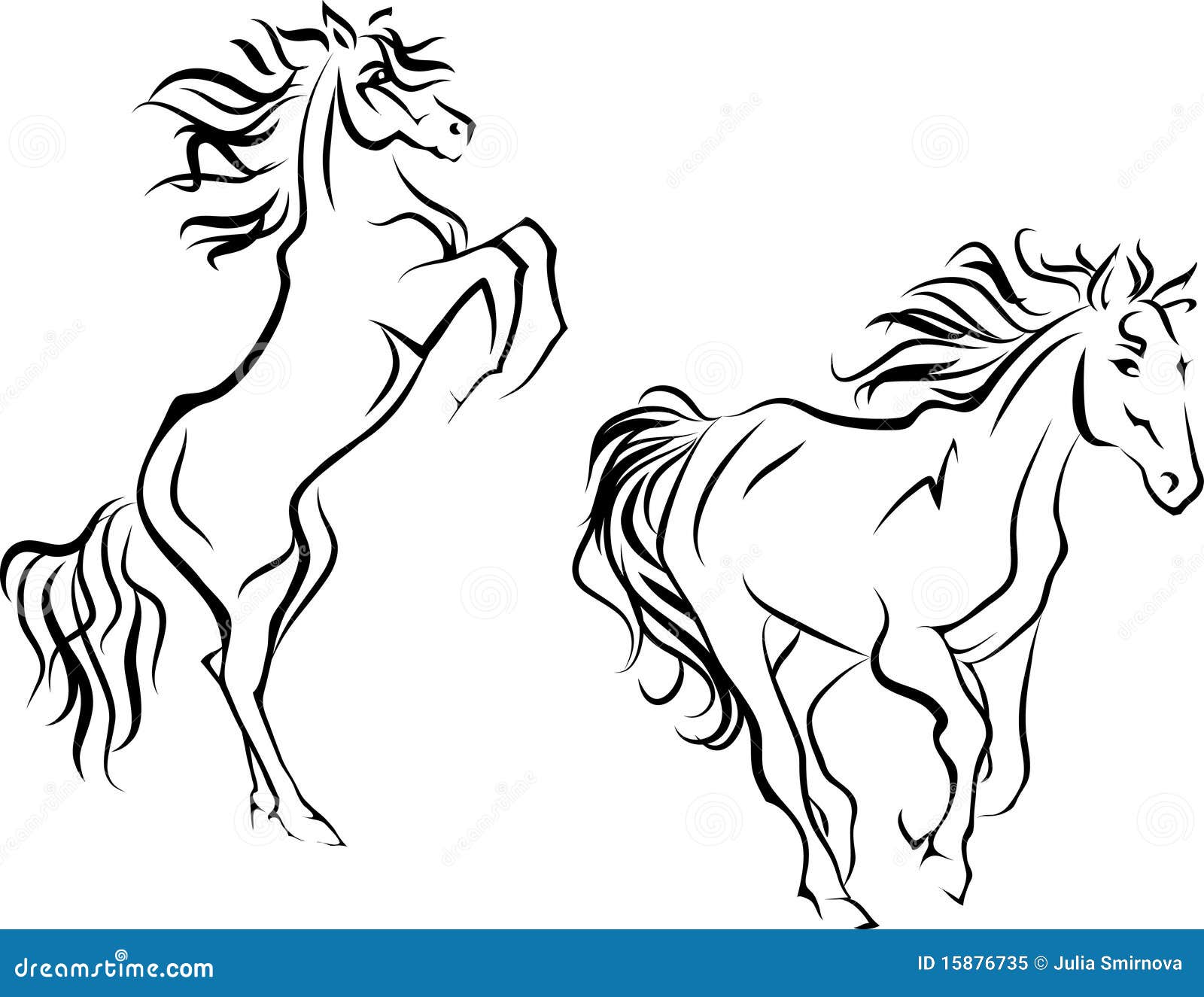 Two Horses, Simplified Silhouettes Stock Vector Illustration of horse